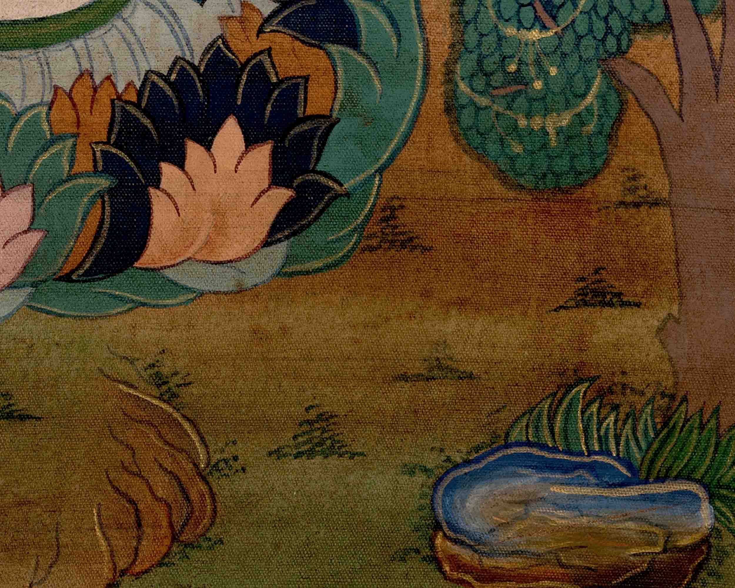 Vintage Padmapani Lokeshvara Art | Tibetan Traditional Thangka | Wall Decors