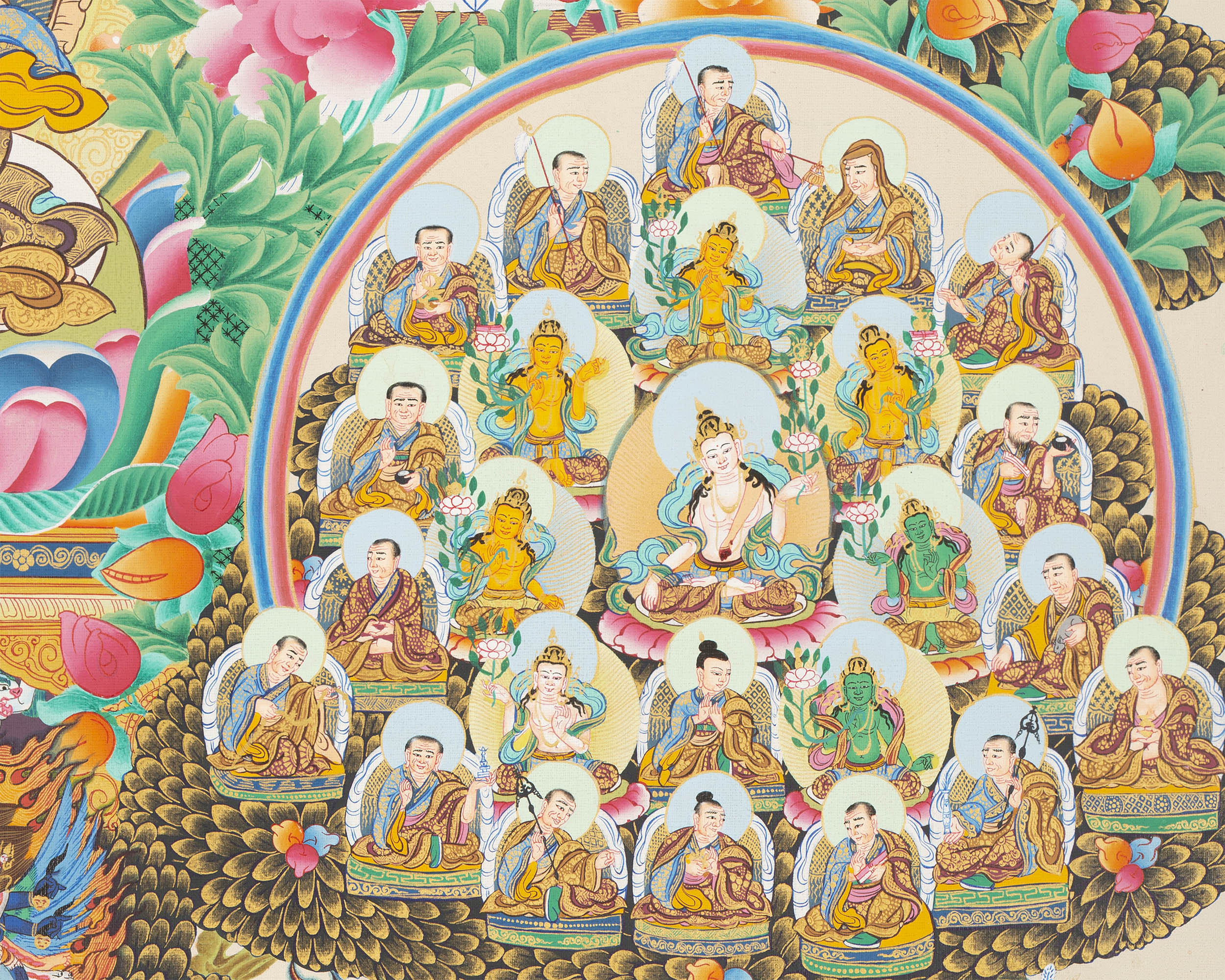Rinpoche Refuge Tree Thangka | Hand Painted Buddhist Artwork