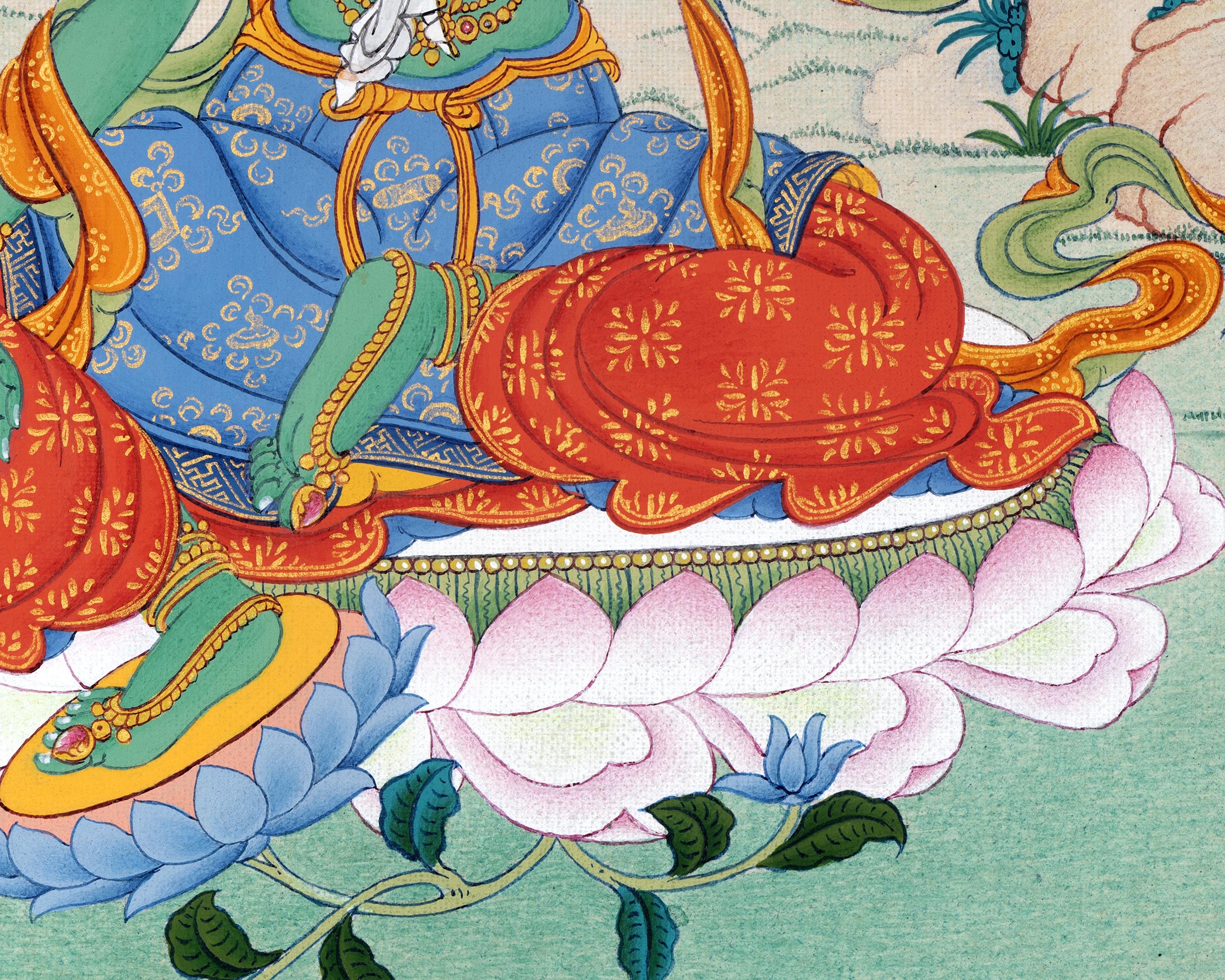 Green Tara | Female Buddha | Tibetan Buddhist Thangka