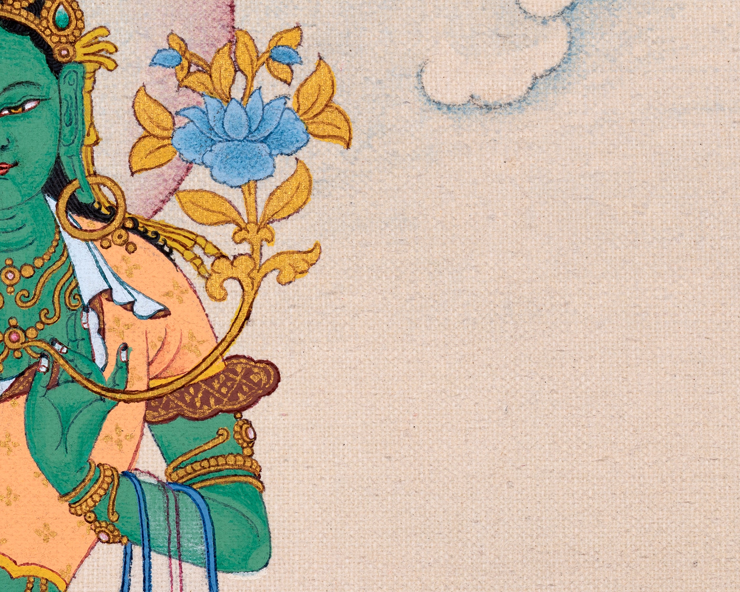 Green Tara Thangka | Hand Painted Tara | Tibetan Painting
