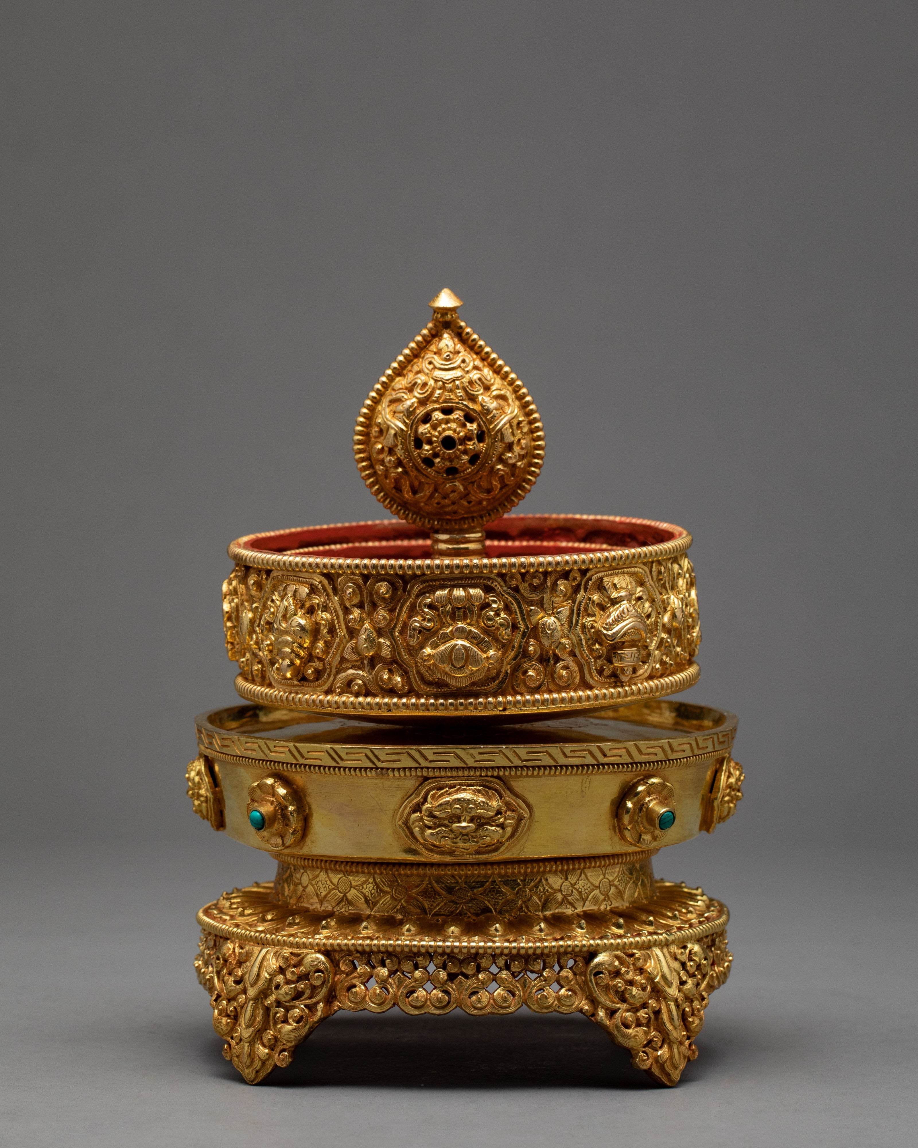 Metal Mandala Set | Gold Plated and Handcarved | 4 inches