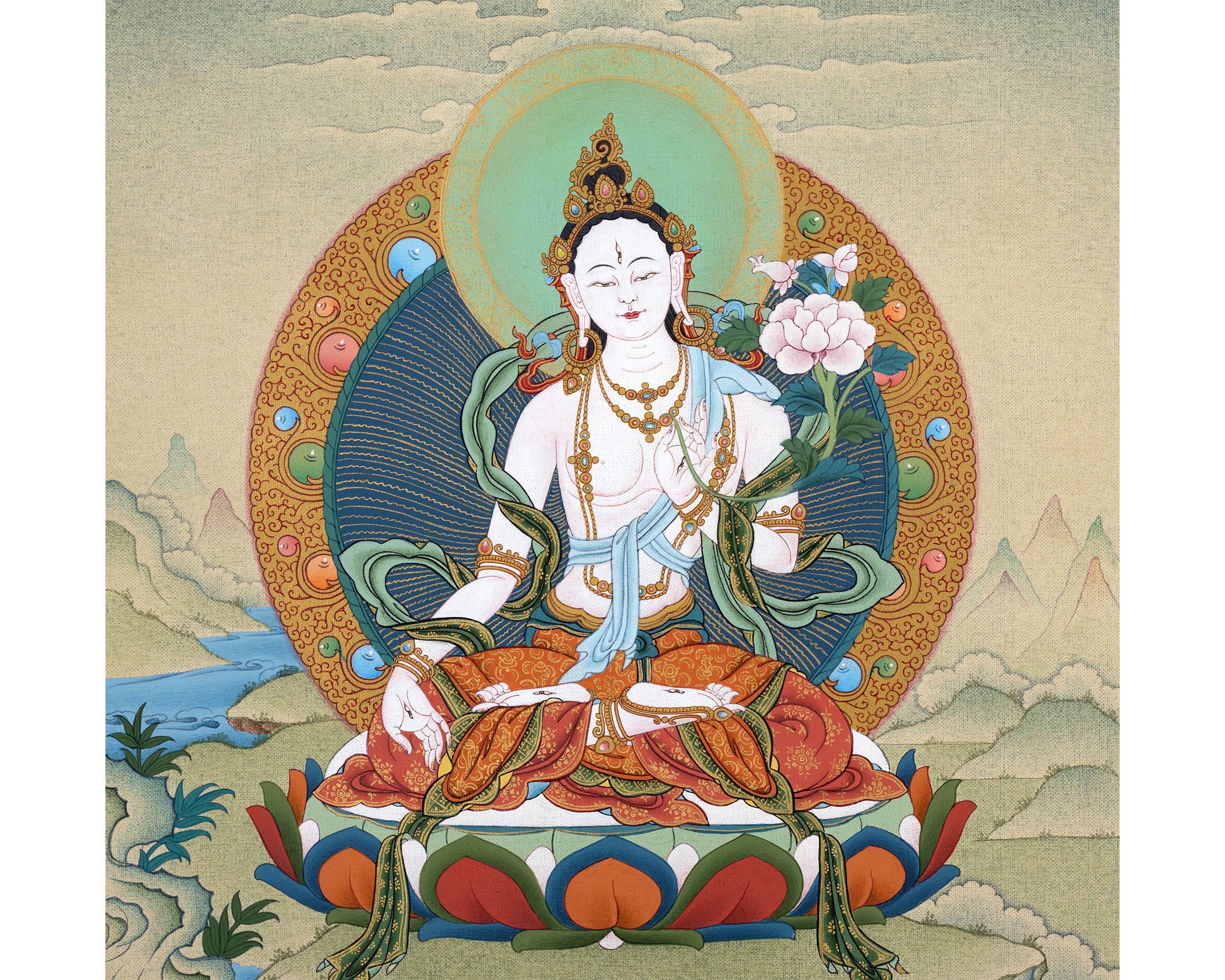 white tara thangka