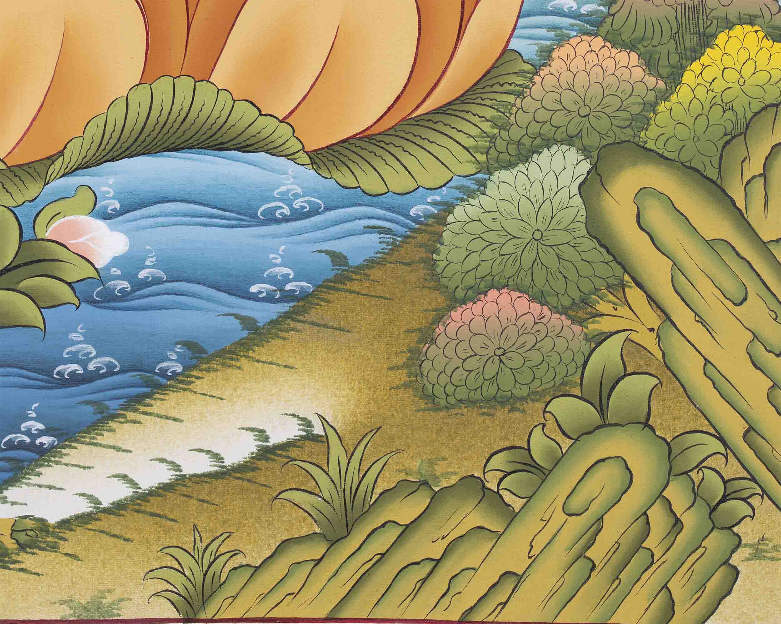 Dzambala Kubera Thangka | Religious Buddhist Art | Wall Decors