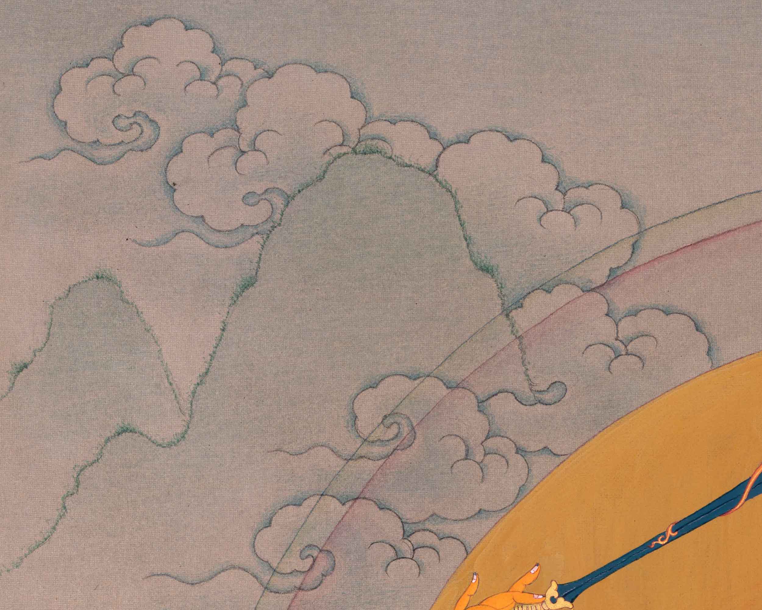 Deity Of Wisdom, Manjushri Buddhism Hand-Painted Thangka | Traditional Sacred Art for Daily Practice