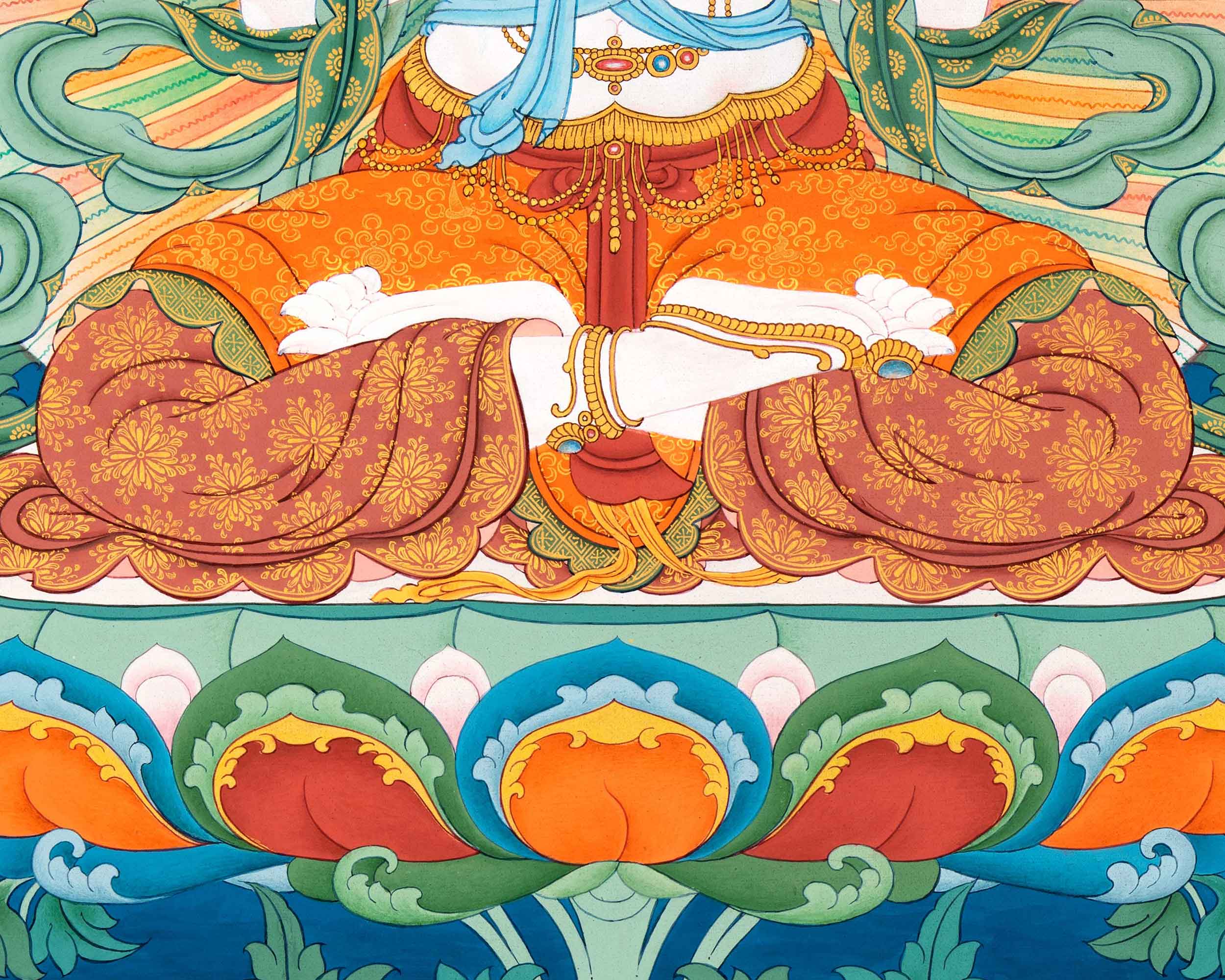 Tibetan Chenrezig Thangka | Buddhist Avalokiteshvara Art For Practice