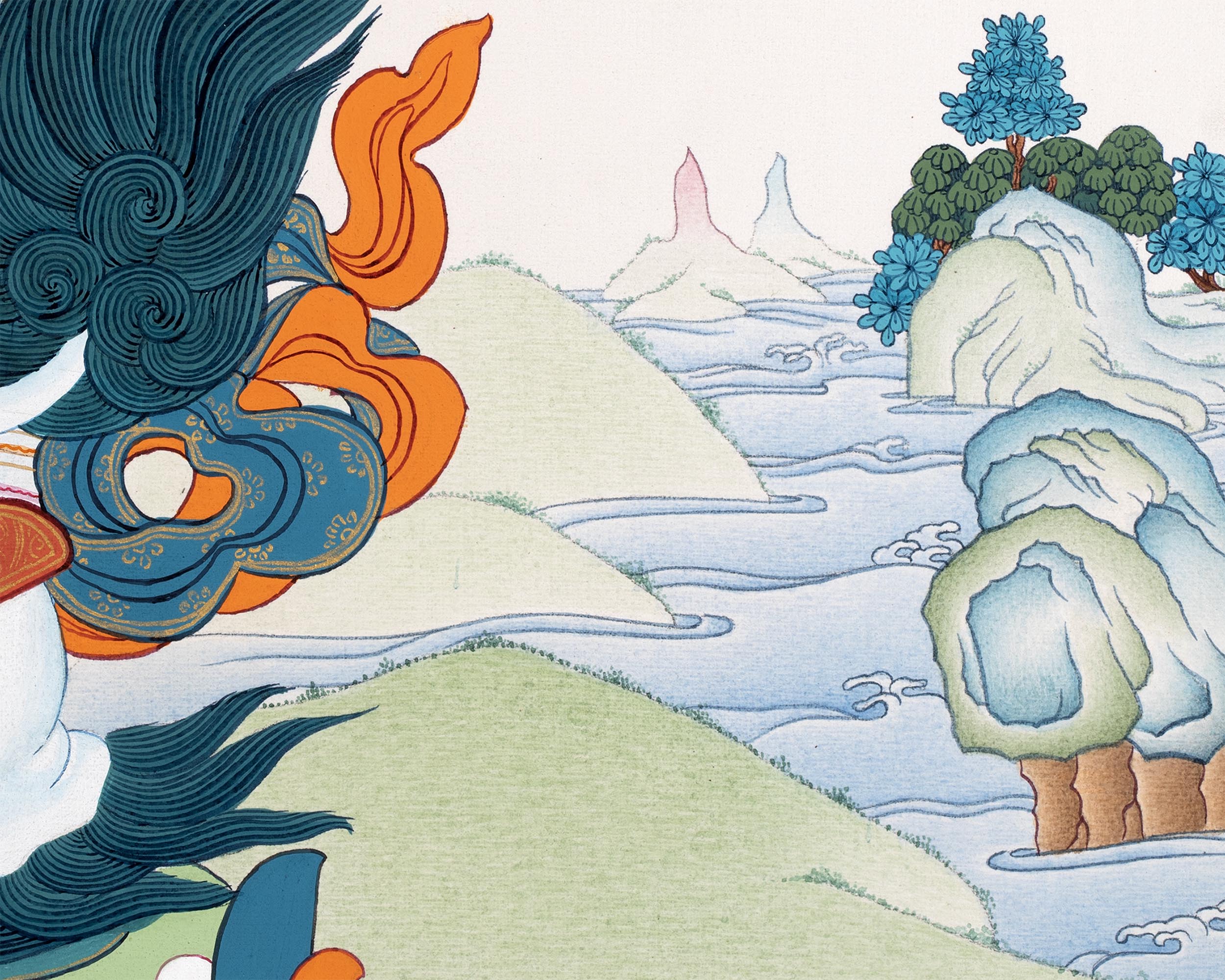 Namtoshe With Others Thangka Print | Jambala And Vasundhara | Digital Print