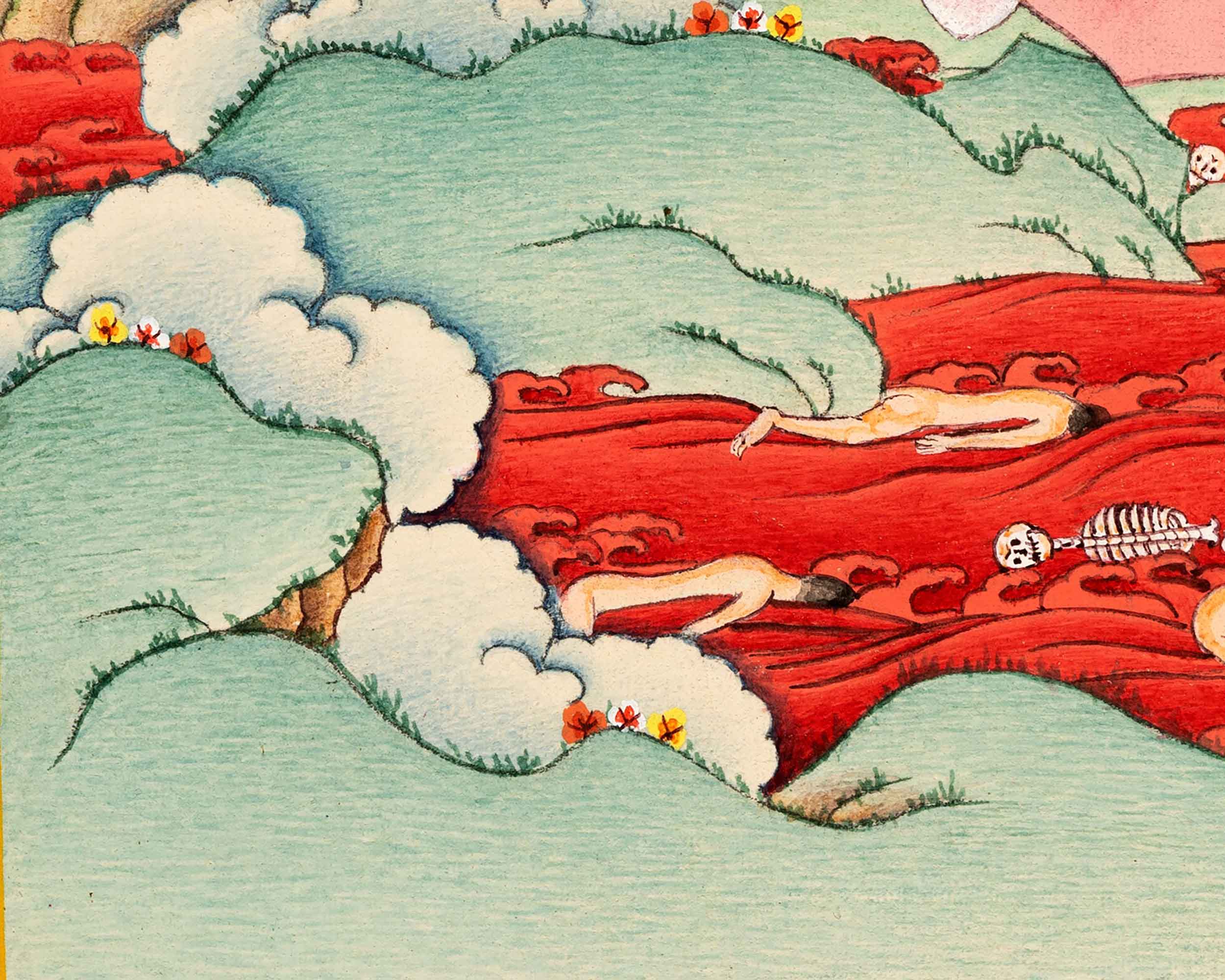 Citipati Thangka, The Dancing Skeletons of Tibetan Buddhism