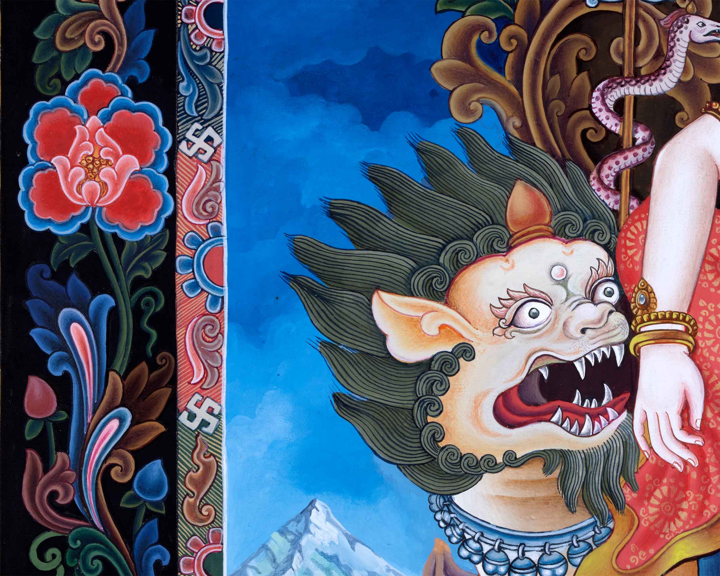 High-Quality Giclee Print To Practice Chenrezig Long Mantra | Paubha Painting of Bodhisattva