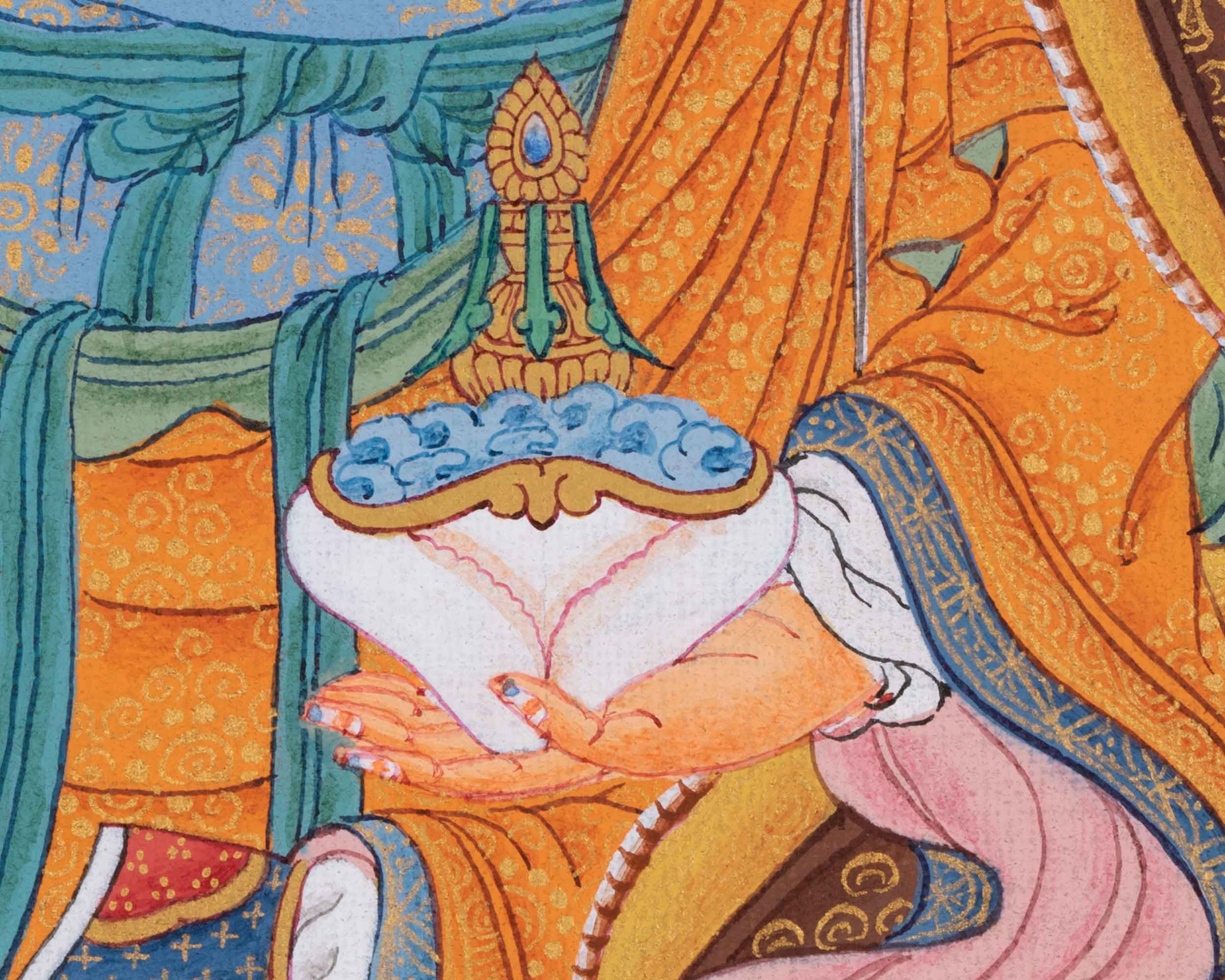Hand Painted Thangka For Guru Rinpoche Mantra Practice | Traditional Tibetan Master Art