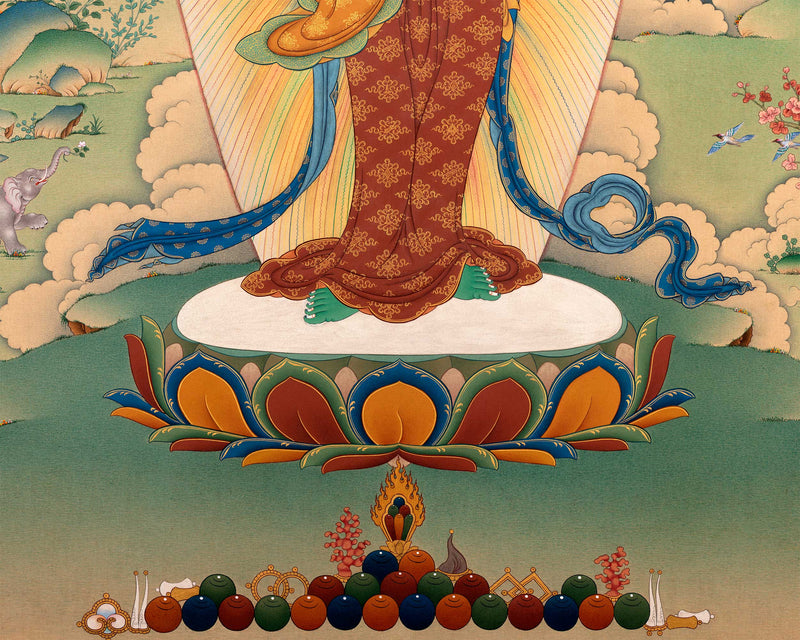 Standing Green Tara Thangka | Digital Thangka Canvas Print