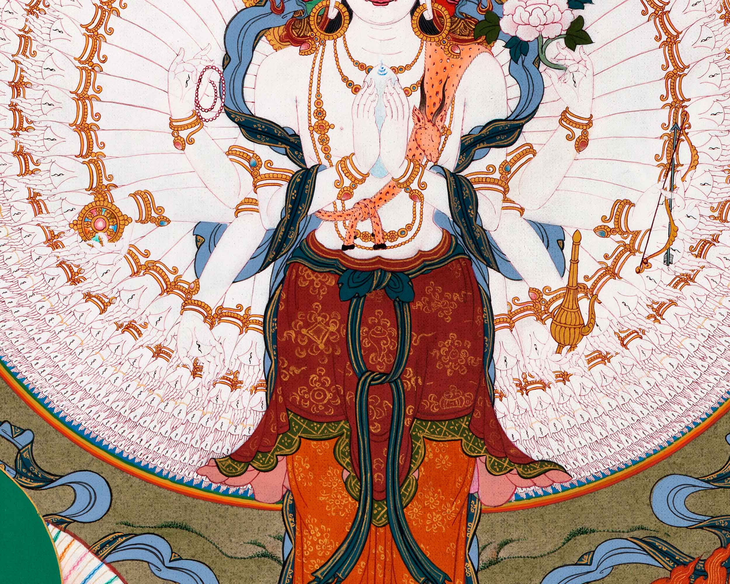 1000 Armed Chenrezig Thangka | Traditional Tibetan Bodhisattva Art
