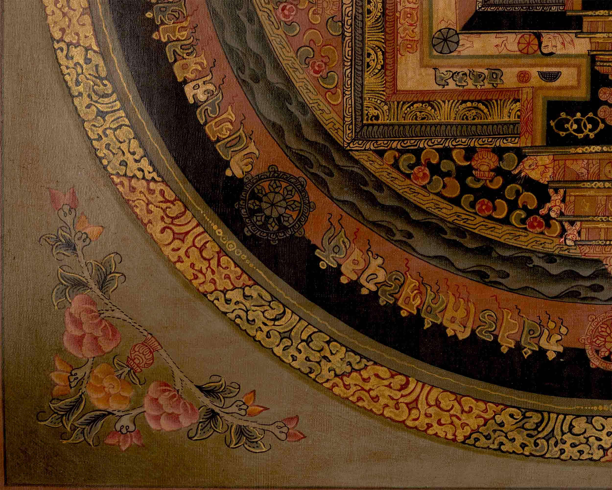 Oil Varnished Kalachakra Mandala | Tibetan Thangka Painting