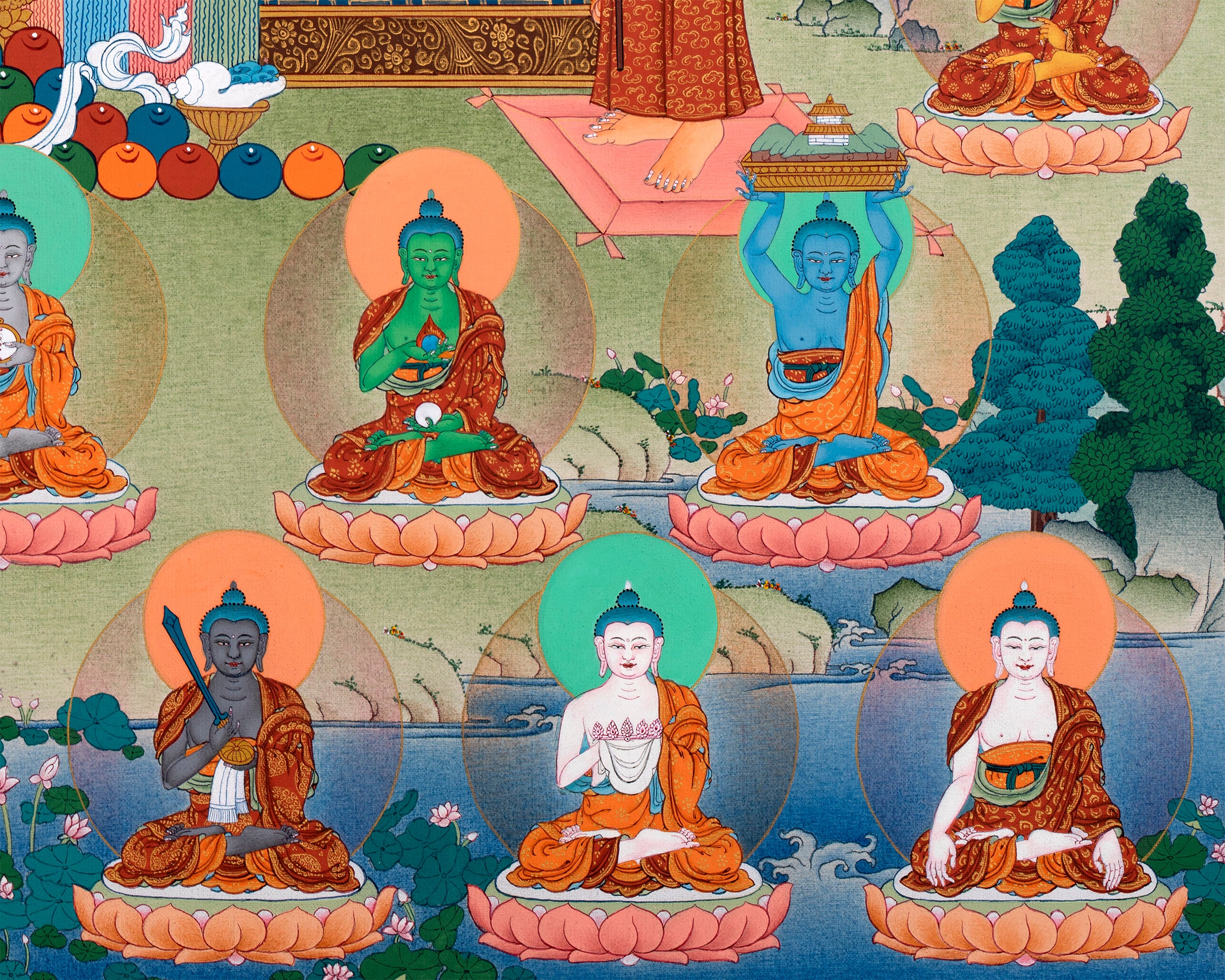 35 Buddhas of Confession | Tibetan Thangka Painting