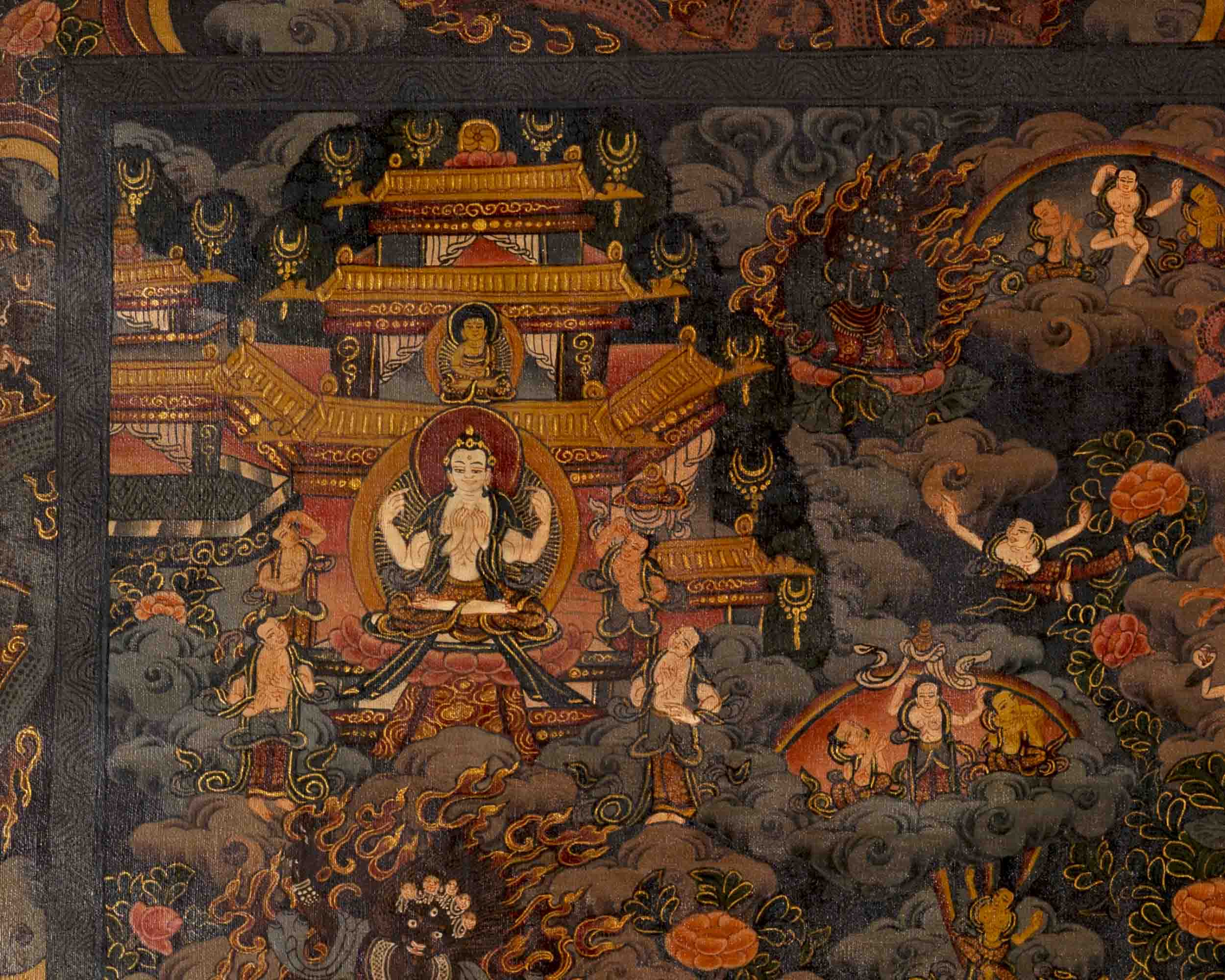 Lokeshvara Chenrezig Mandala | Traditional Buddhist Thangka | Wall Decors