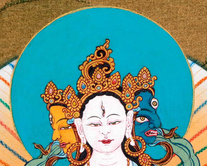 Amitayush With White Tara and Namgyalma Canvas Print |   High Quality Giclee Canvas Print