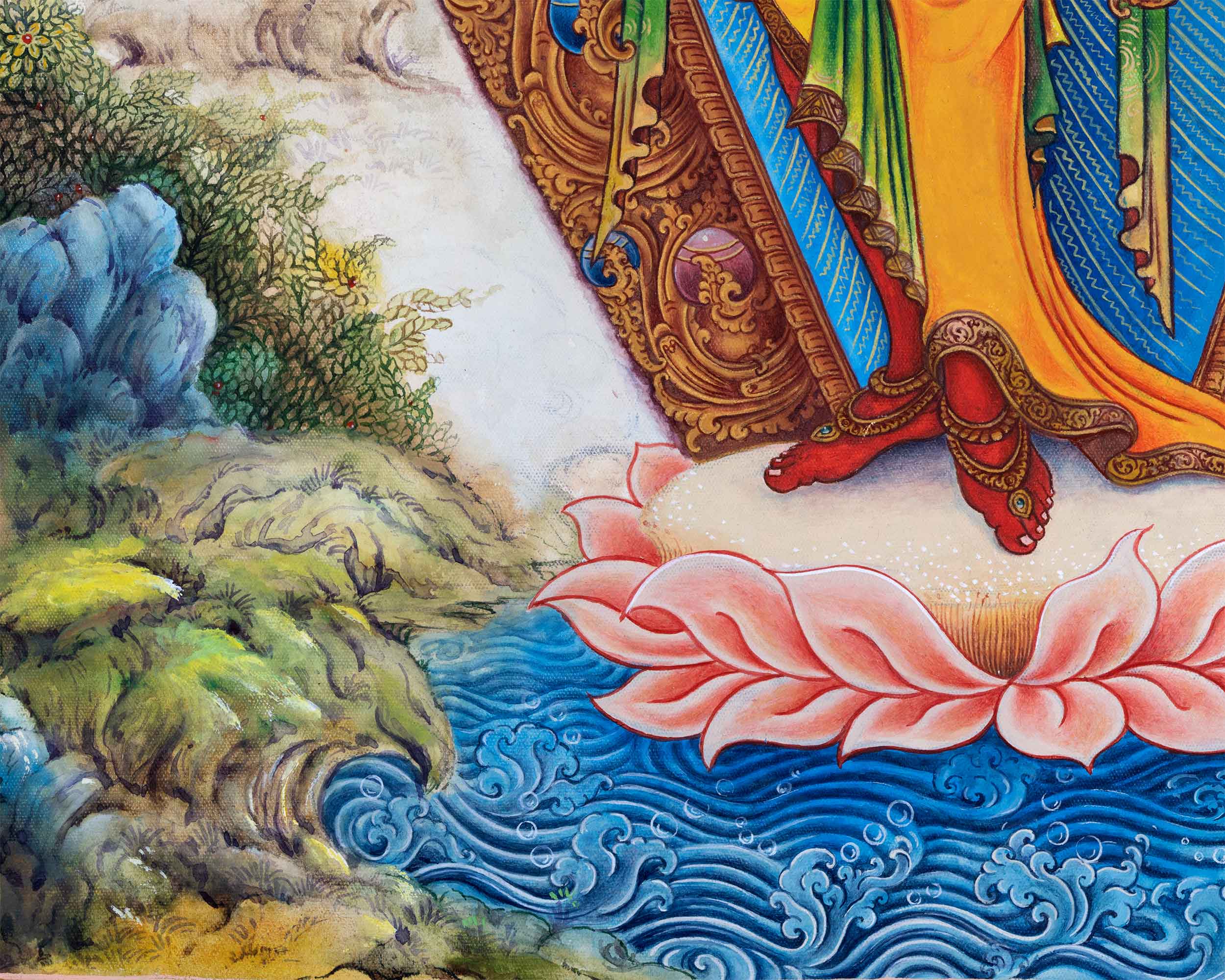 Newari Pauva Avalokitesvara Painting For Wall Decoration | Tibetan Bodhisattva Of Compassion