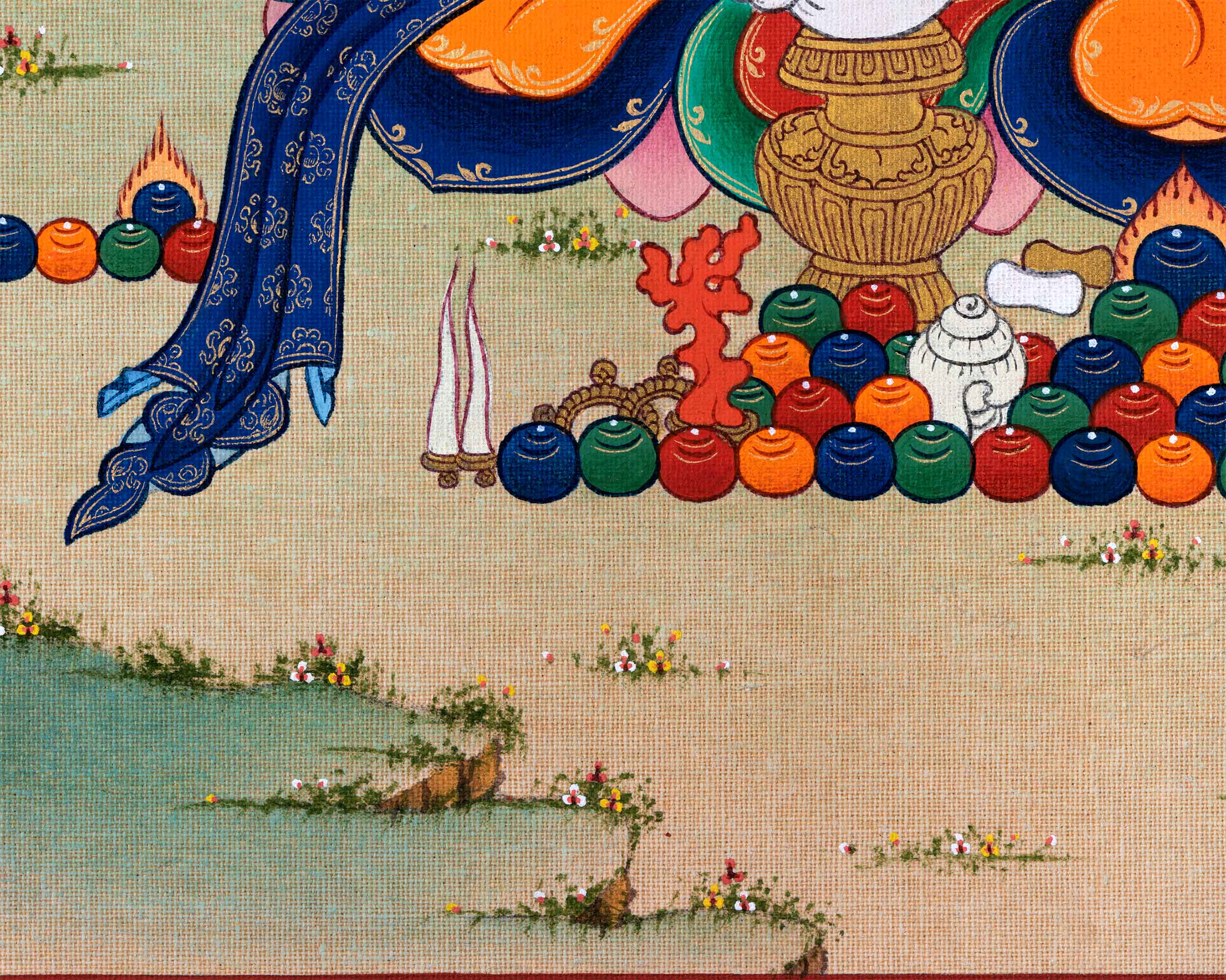 Tibetan Poster Of Dzambhala God Of Wealth | Traditional Tibetan Deity Canvas Print