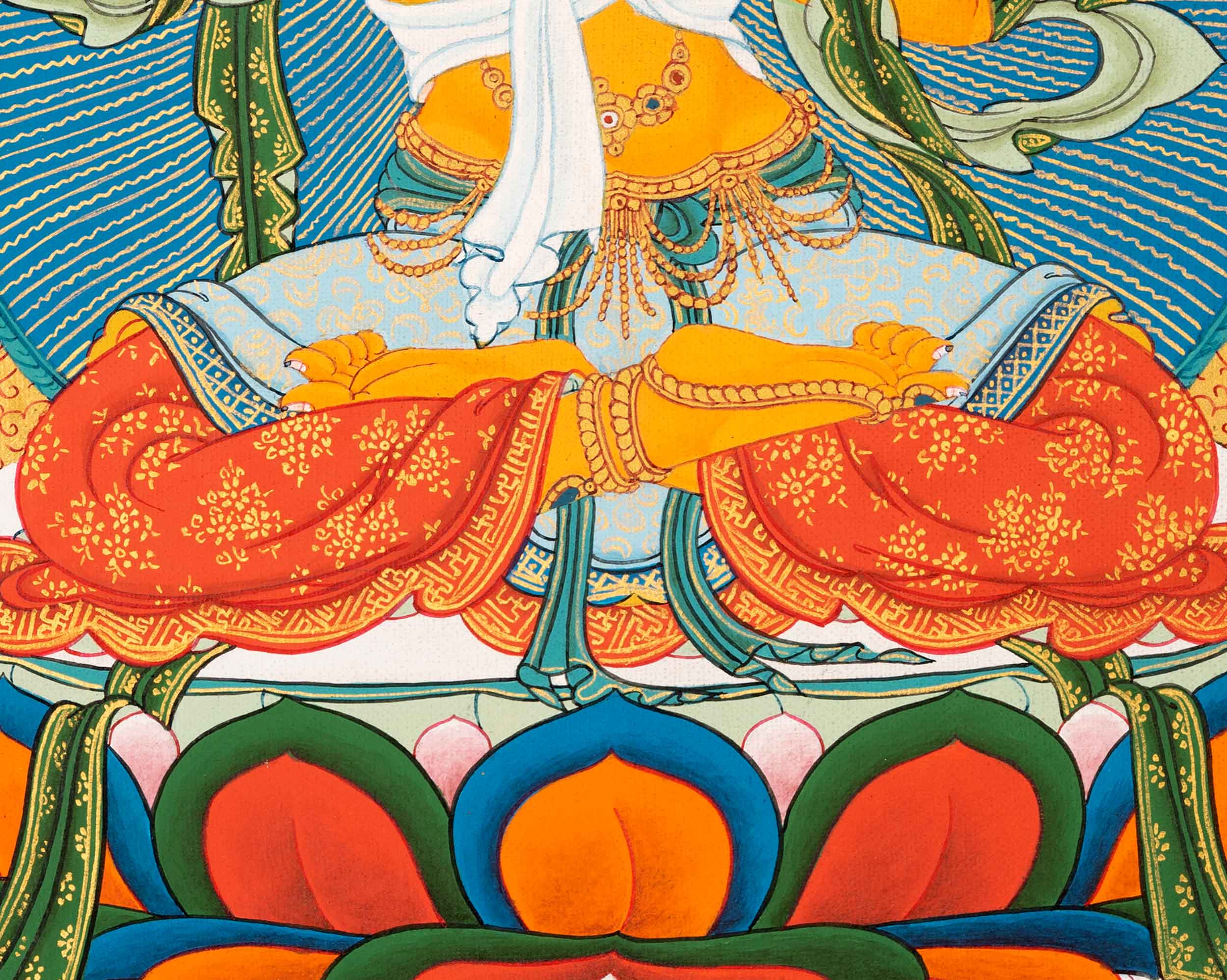 Manjushri Art Thangka | Finely Hand Painted in Cotton Canvas