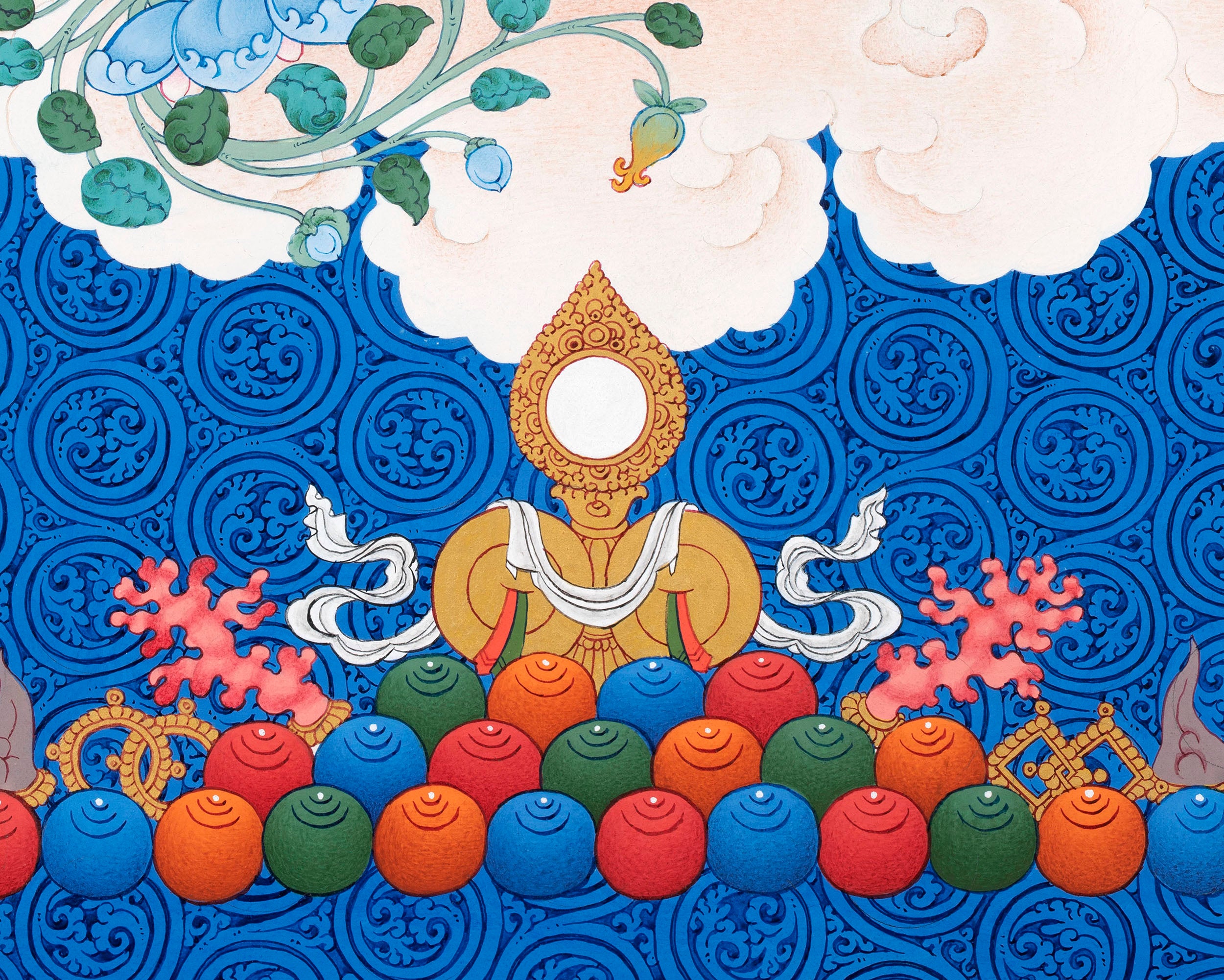 Thangka of Green Tara | Compassion and Protection | Silk Brocade Mounted