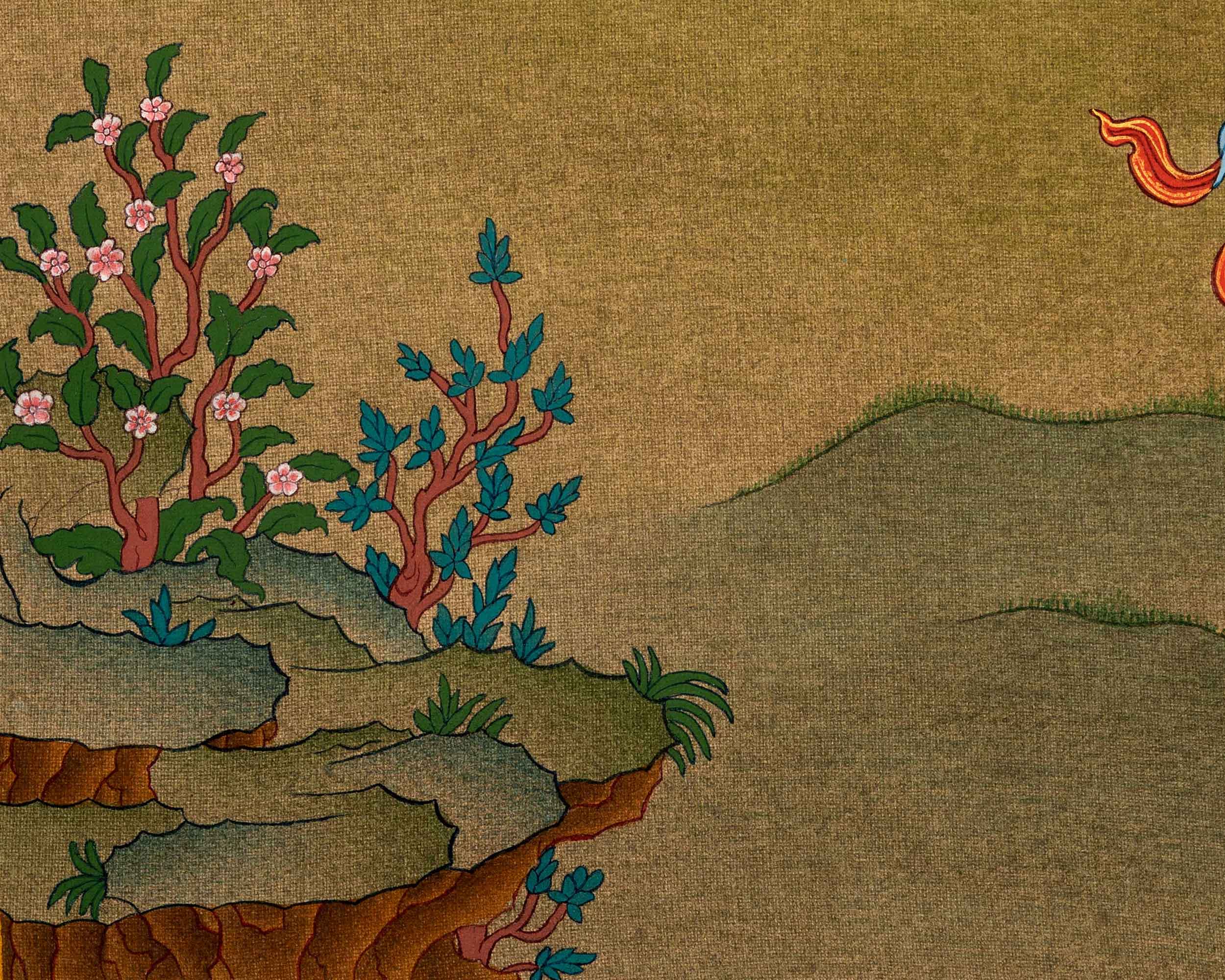 Traditionally Hand-Painted Medicine Buddha Meditation Thangka | Tibetan Art For Healing Buddha Practices