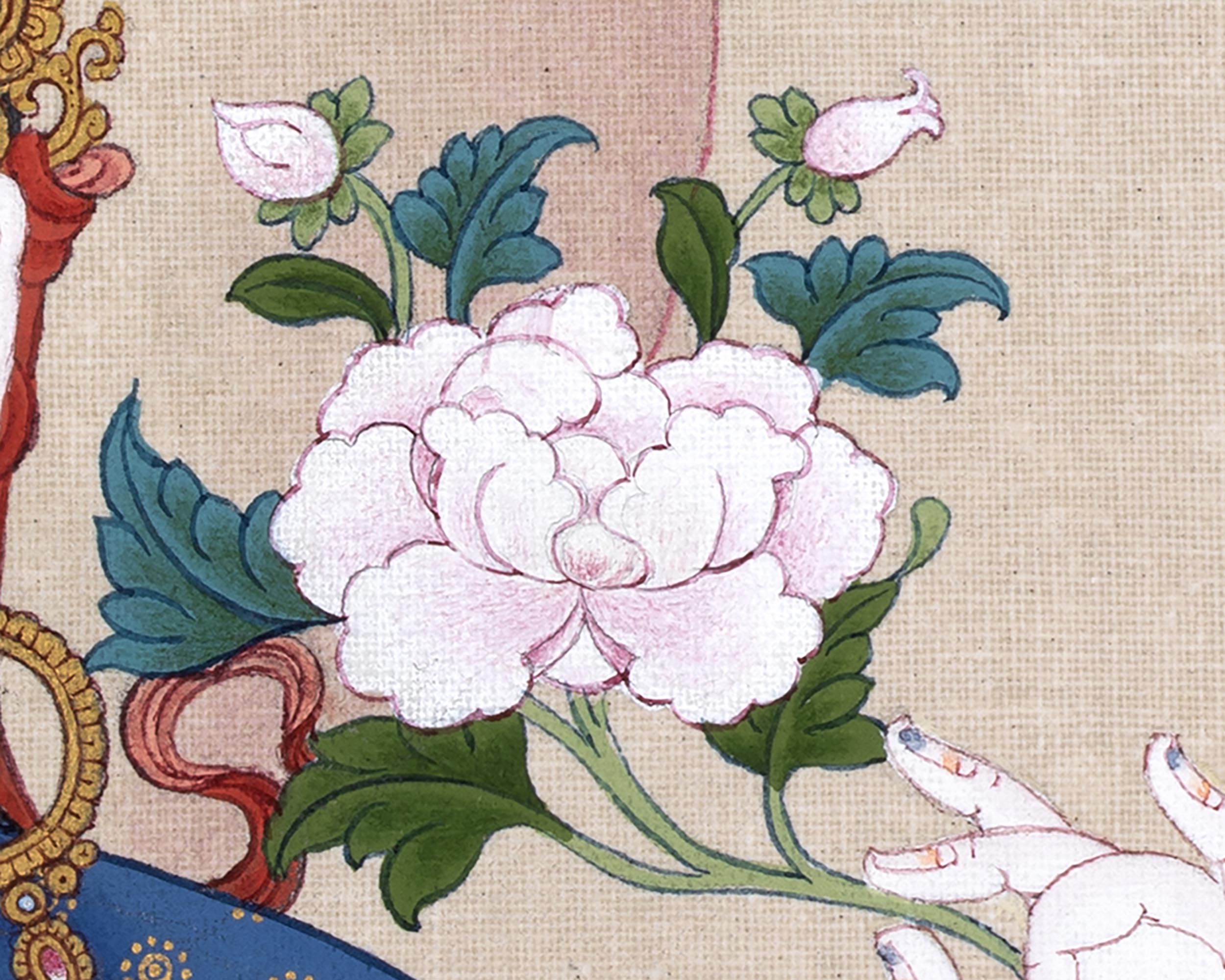 Four-Armed Chenrezig Thangka | Himalayan Bodhisattva Painting