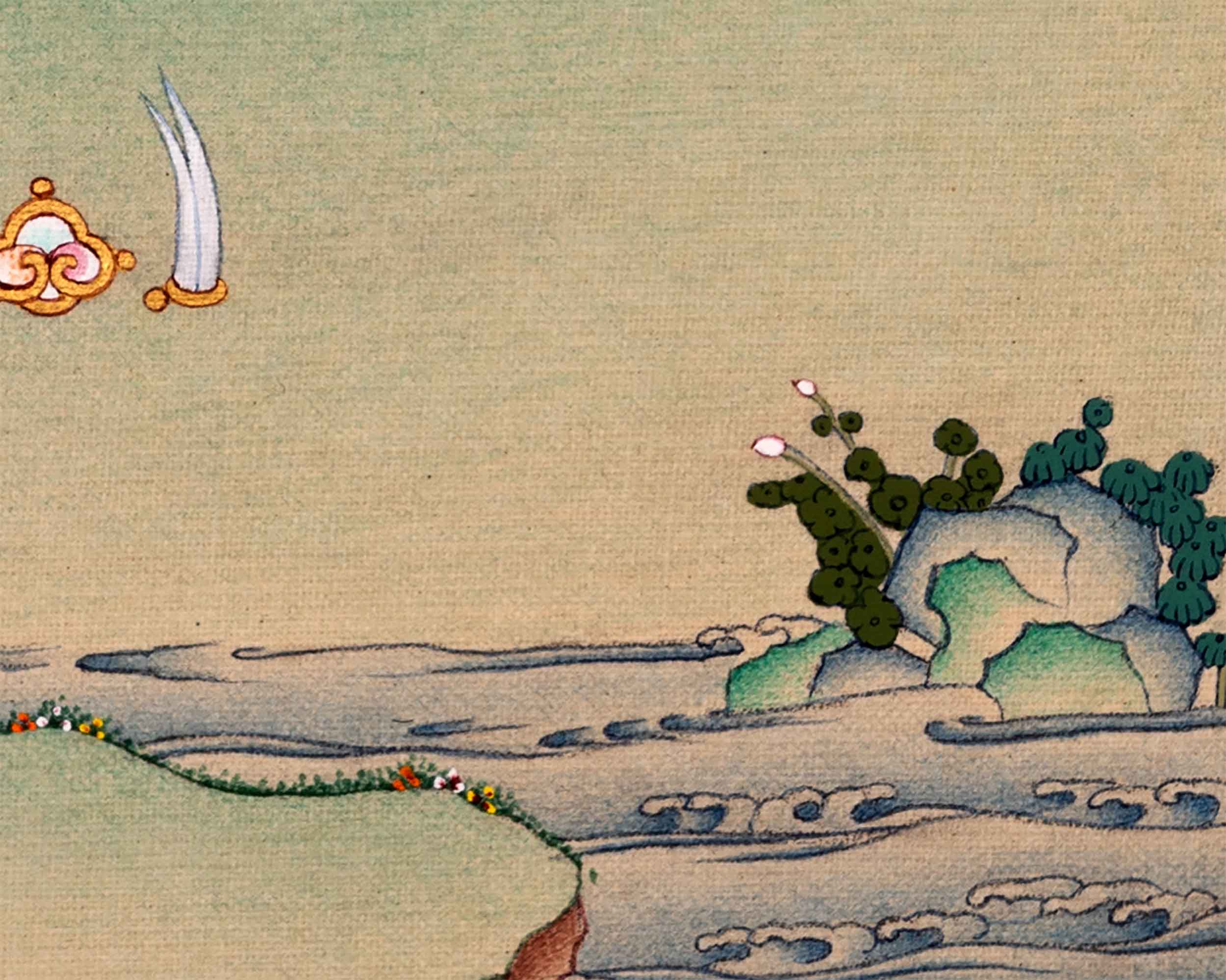 24K Gold White Tara Goddess Thangka | Traditional Tibetan Art