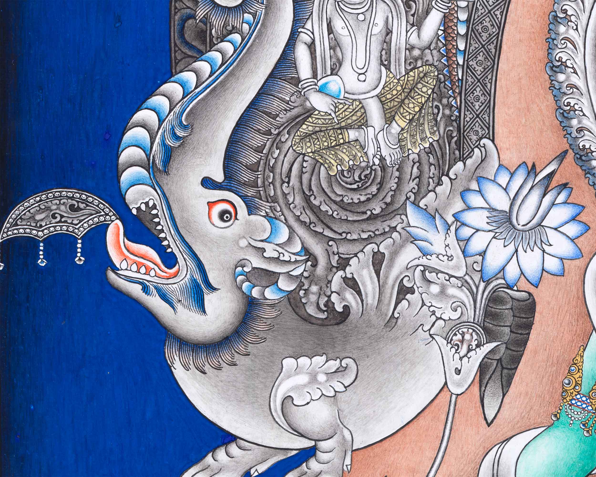 High- Quality Green Tara Guru Nepali Print | Mother Tara Nepali Painting | Home Decoration