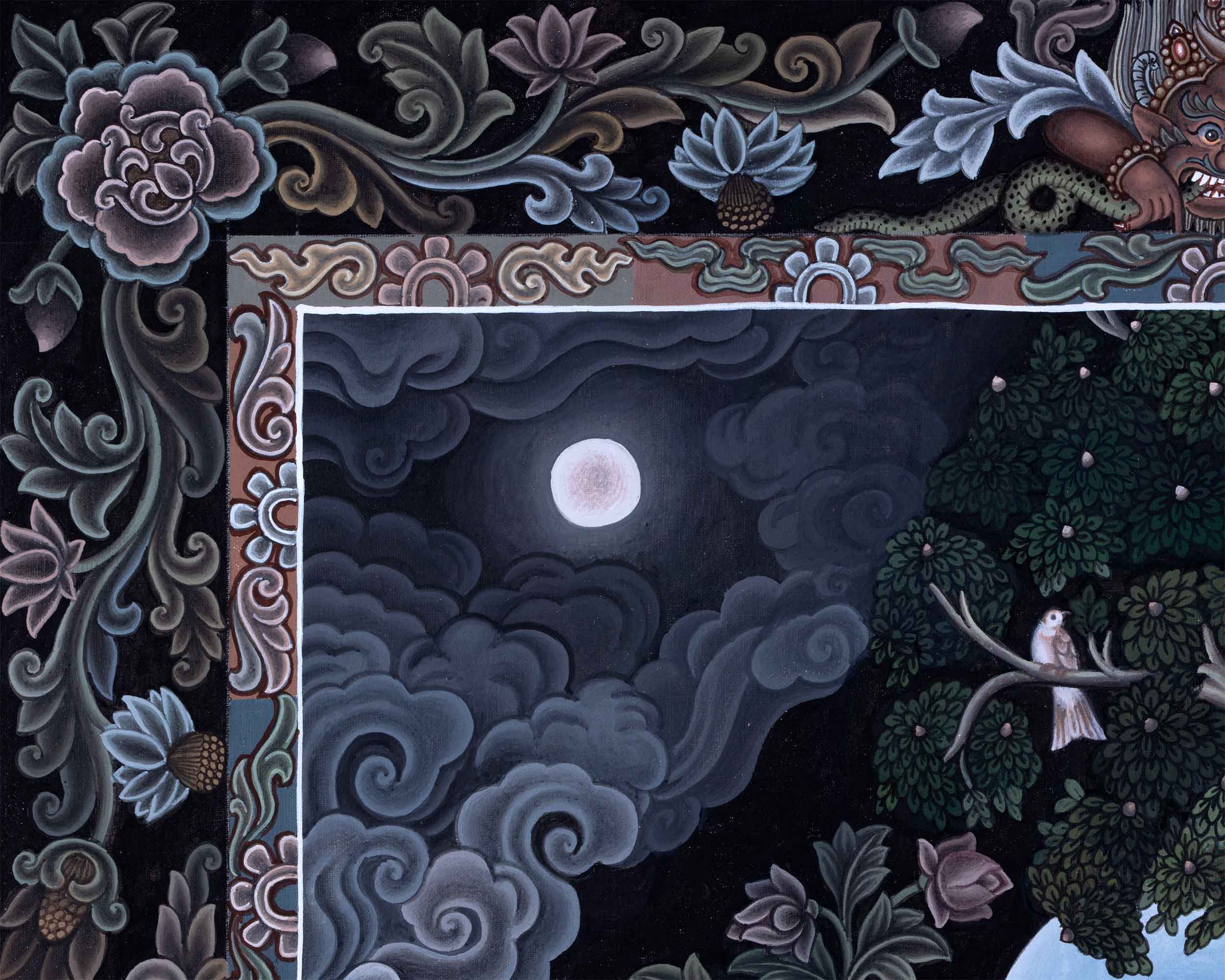 Arya Avalokiteshvara Digital Pauba Print | Chenrezig The Bodhisattva Of Compassion Art