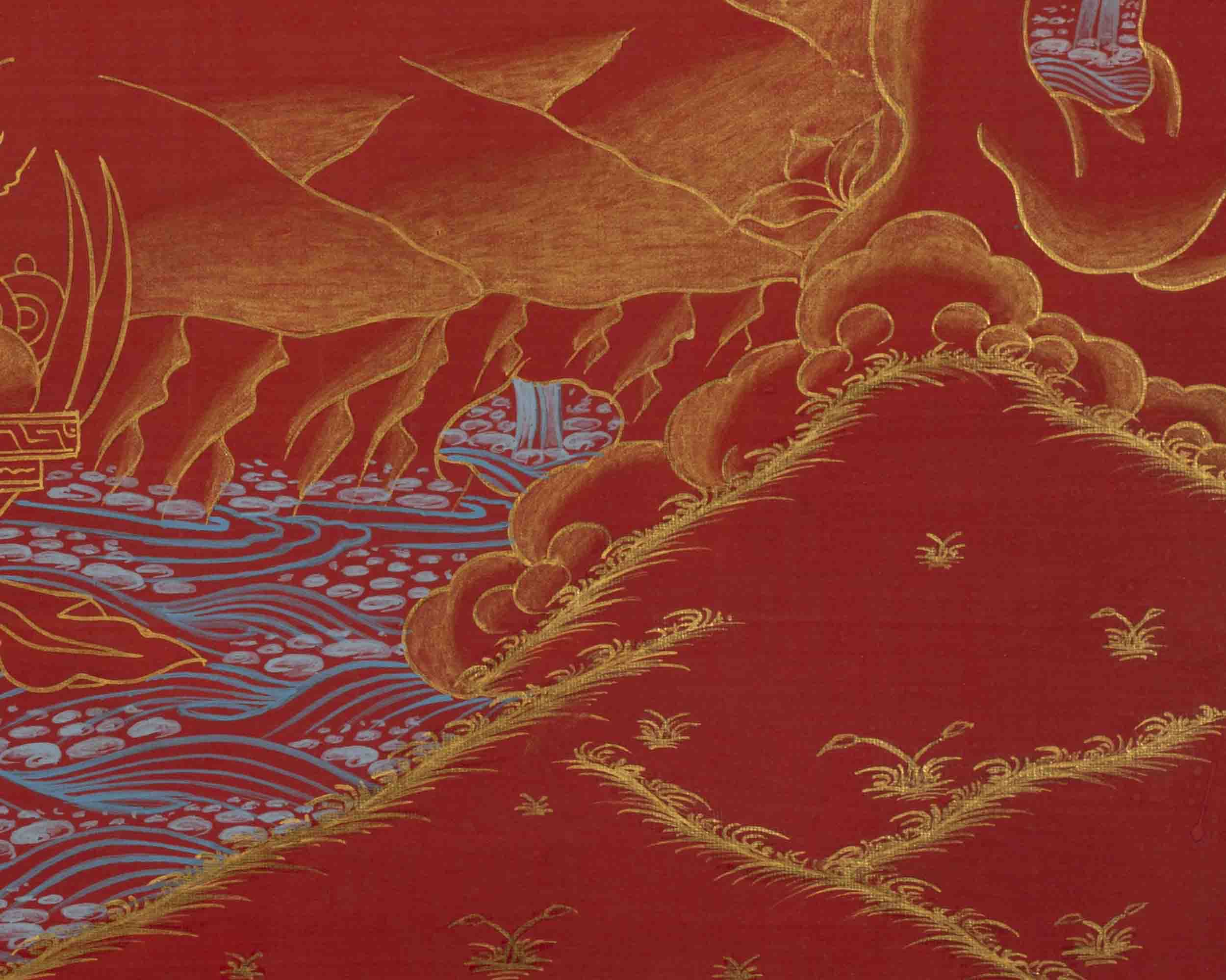 White Tara Thangka | 24K Gold Style Art | Religious Wall Decors