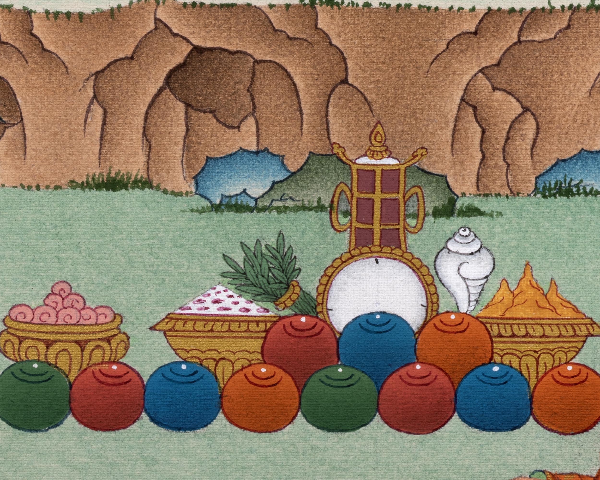 Shakyamuni Buddha with Five Disciples Thangka | Tibetan Buddhist Art