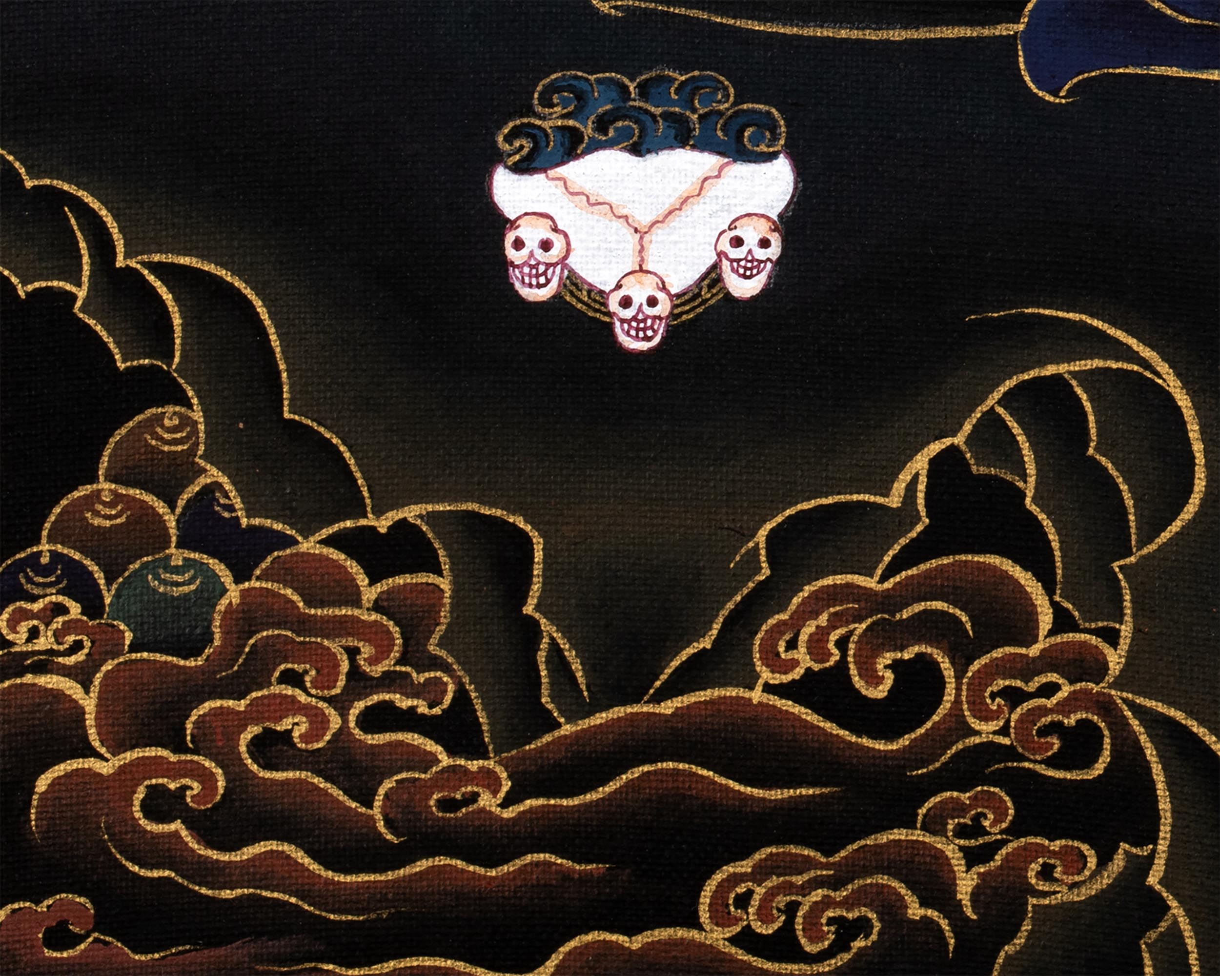 Mahakala Bernagchen Thangka | Traditional Black and Gold Painting