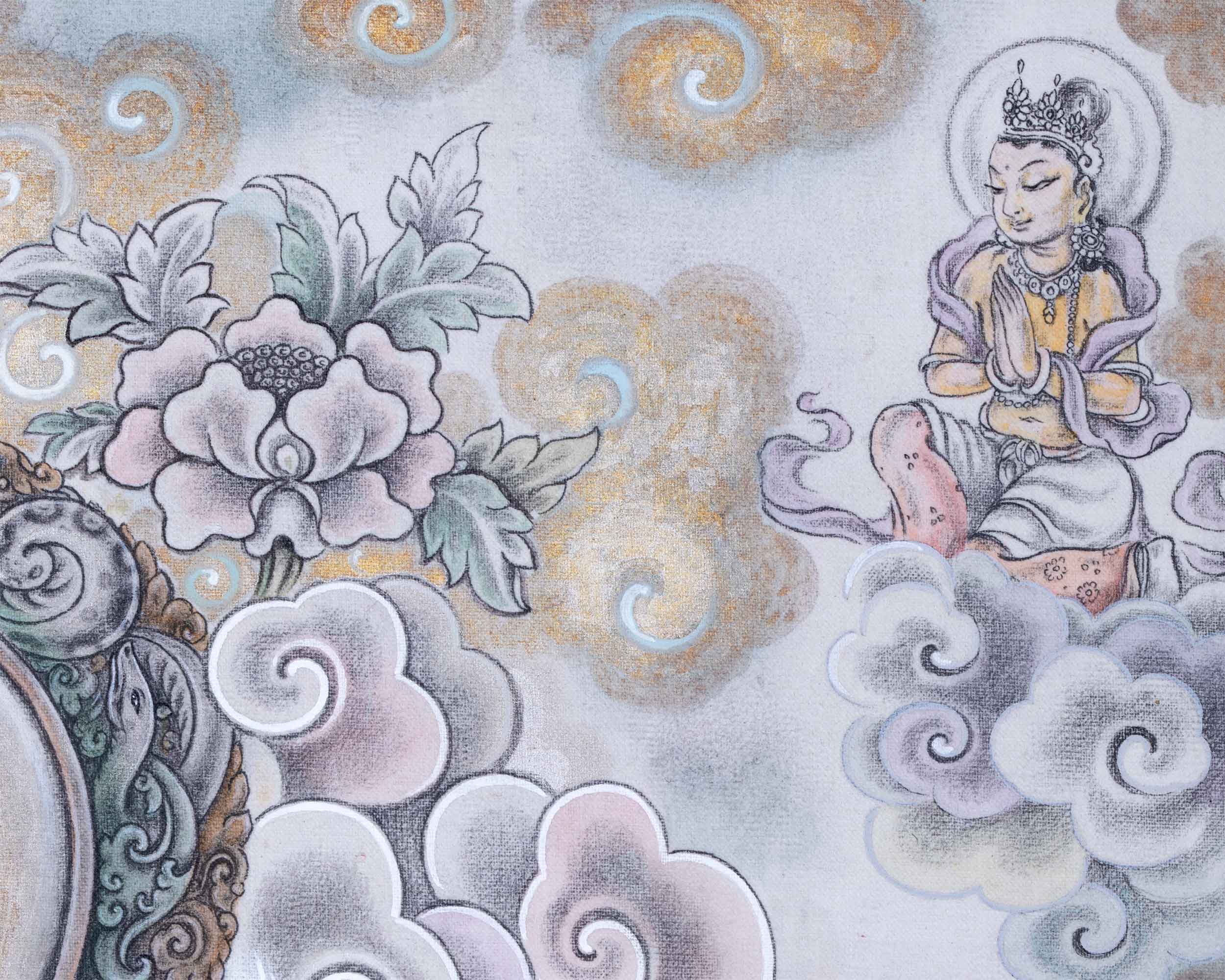 Shakyamuni Buddha Art Prints For Wall Hanging | Nepali Pauba Painting