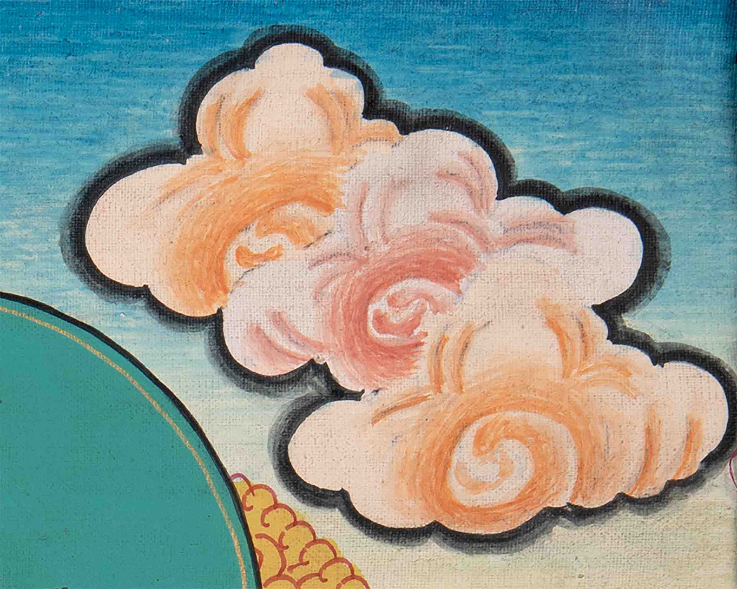 Dzambala Kubera Thangka With Brocade | Hand-Painted Deity Of Wealth