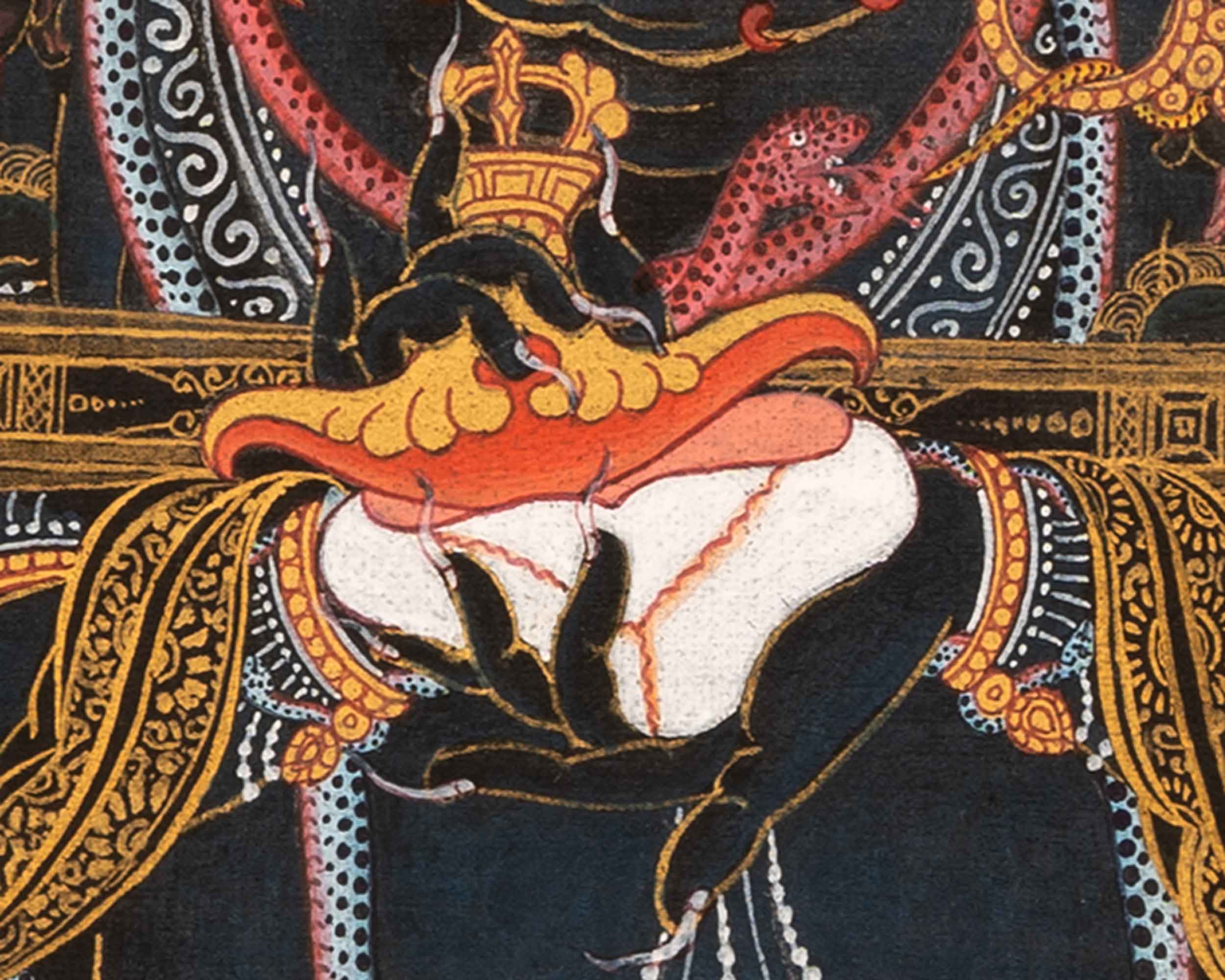 Hand-Painted Himalayan Thangka Of Sakya Mahakala | The Protector Of the Dharma