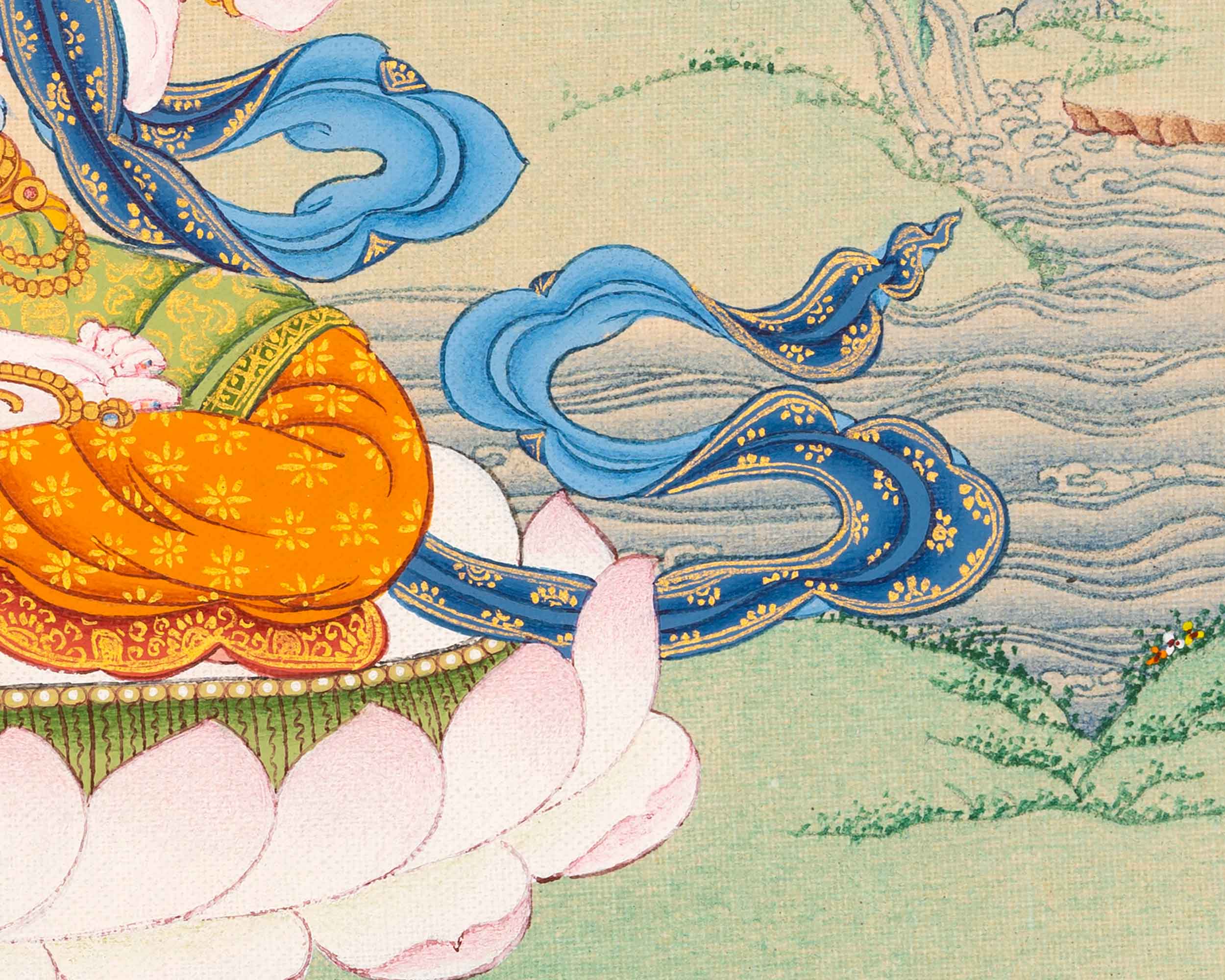 Chenrezig Buddha Thangka Art | Hand-Painted Buddhist Deity Painting