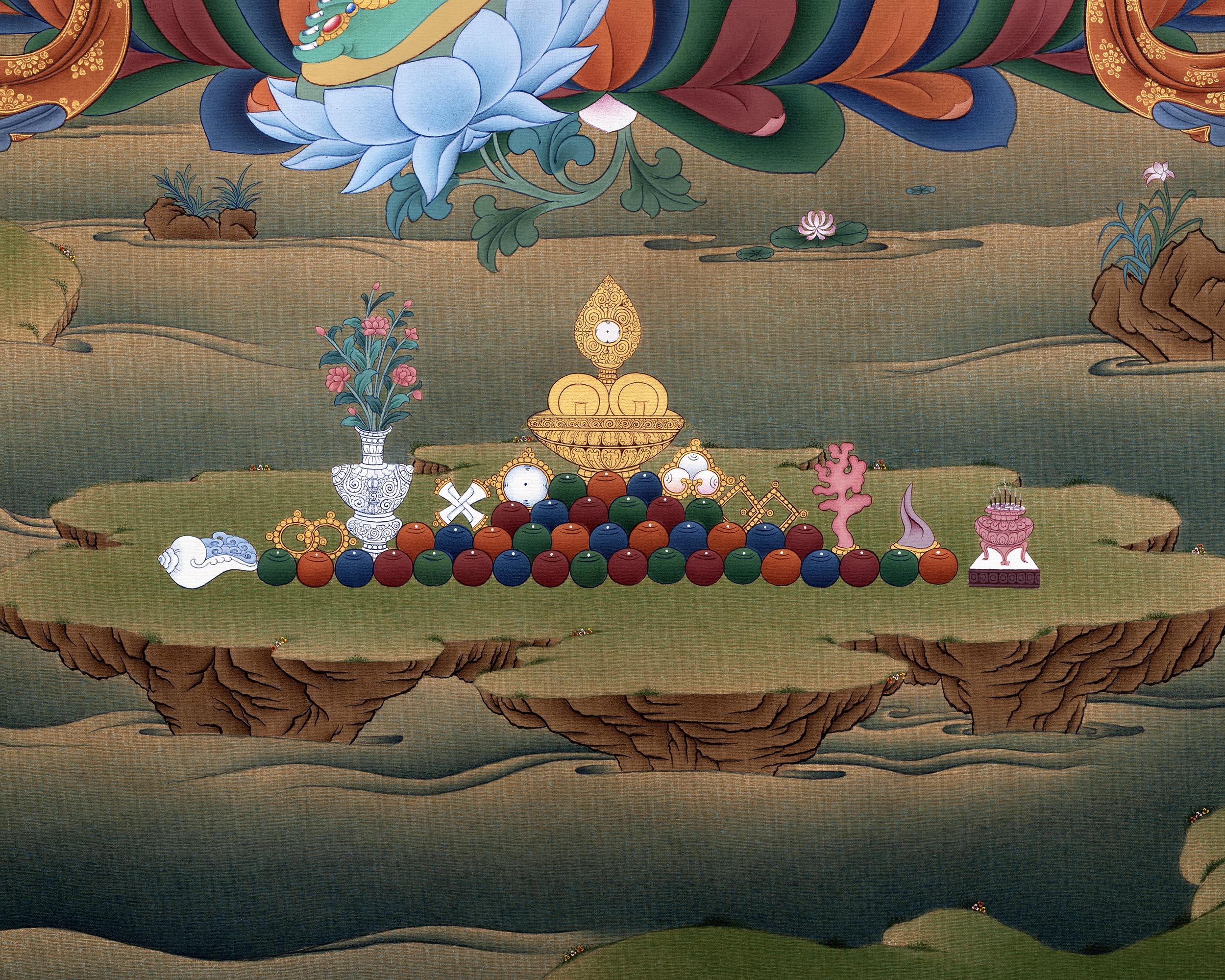 Green Tara Thangka Print | Buddhist Painting | Digital Canvas Print