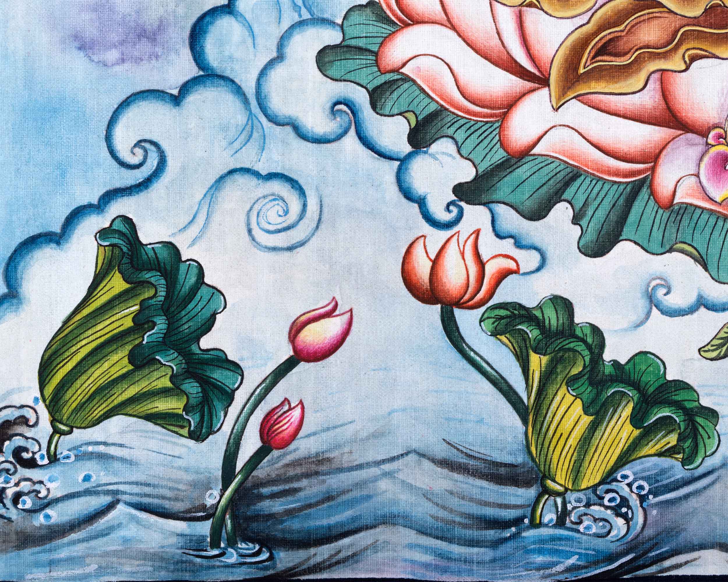 Green Tara Buddha Goddess High-Quality Giclee Print | Traditional Nepali Deity Art