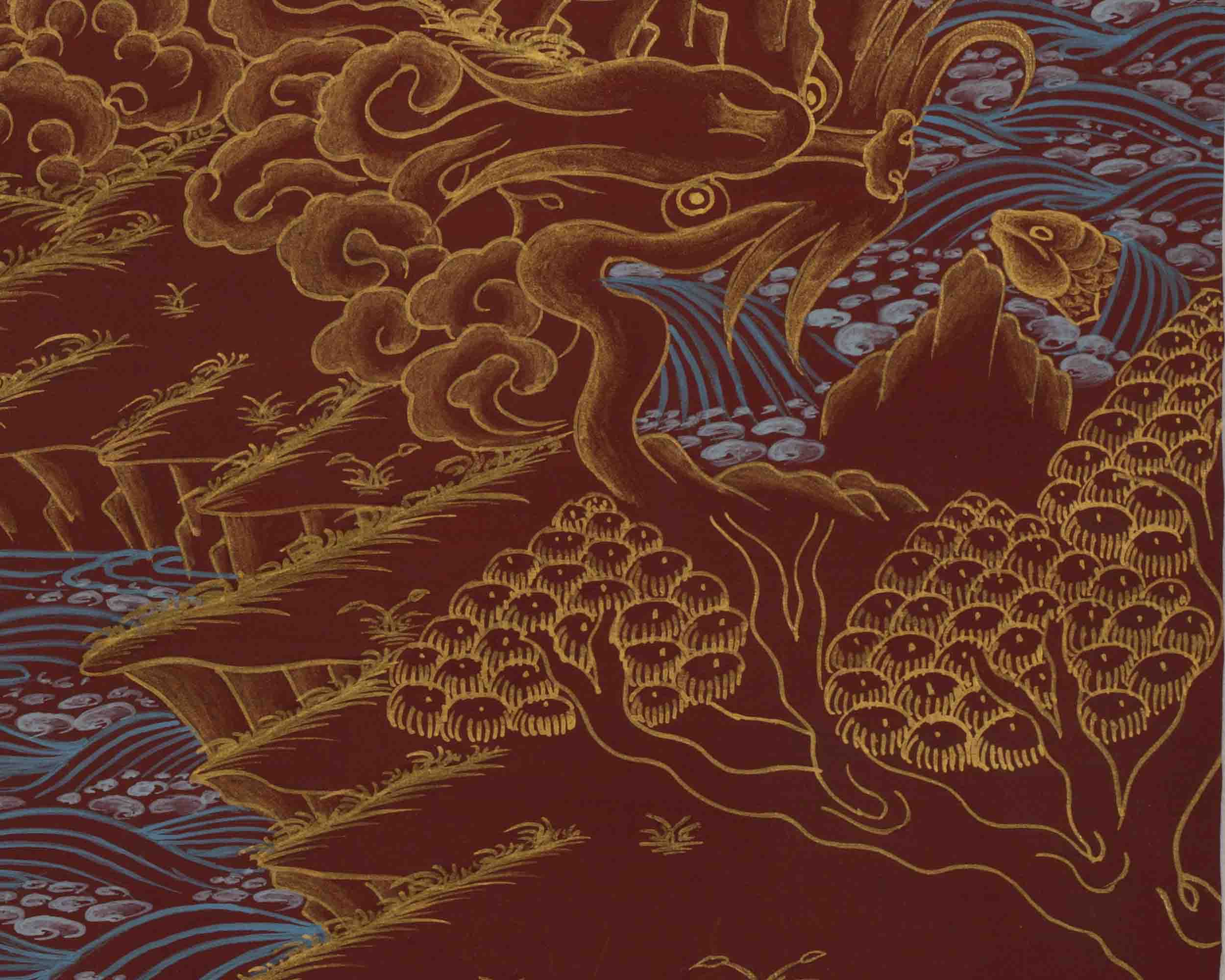 Original Green Tara Thangka | 24K Gold Style Artwork | Wall Decors