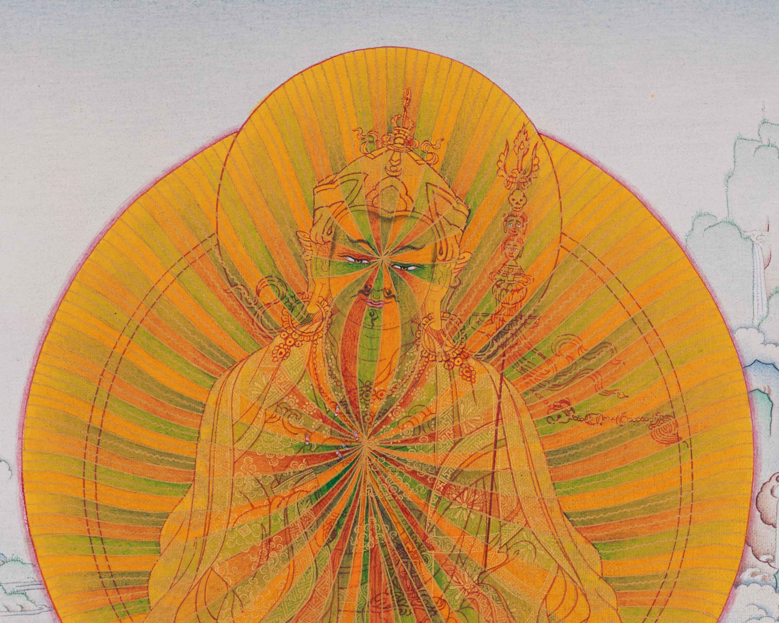 Lotus Master Guru Rainbow Body Thangka | Tibetan Buddhist Master Guru Rinpoche Art