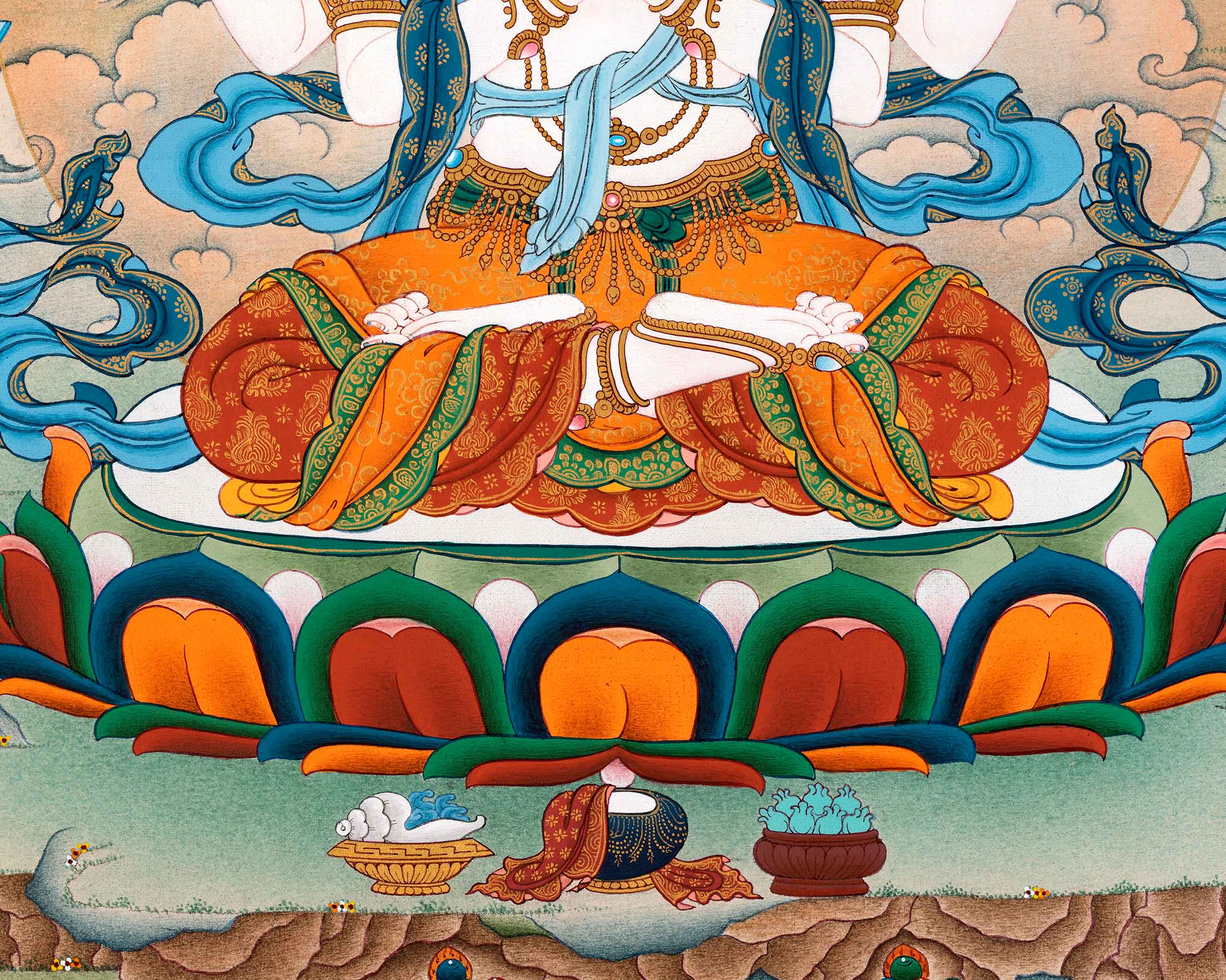 Buddhist Avalokiteshvara Thangka | Traditional Hand Painted Artwork