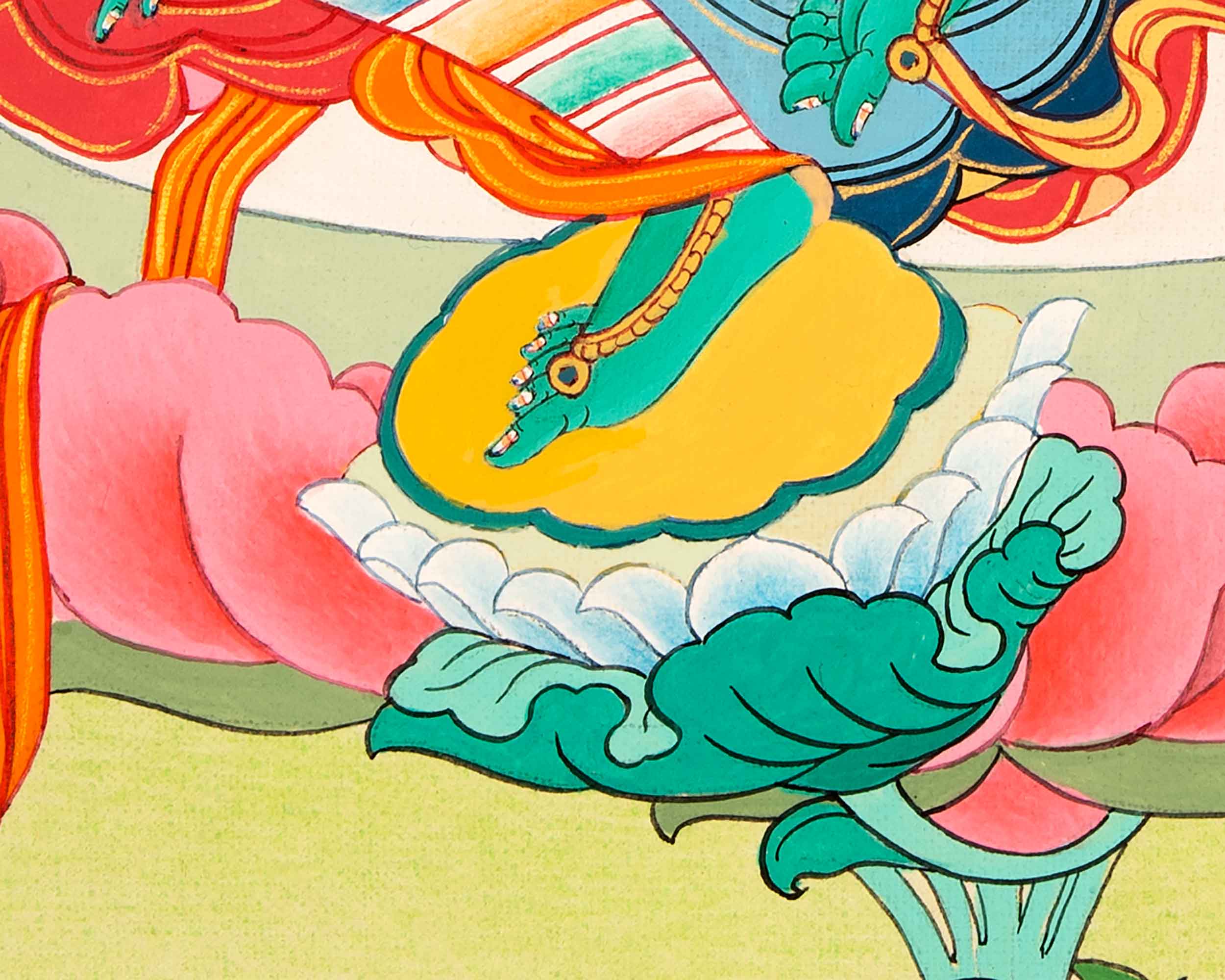 Green Tara Buddhist Thangka | Genuinely Hand Painted with 24k Gold