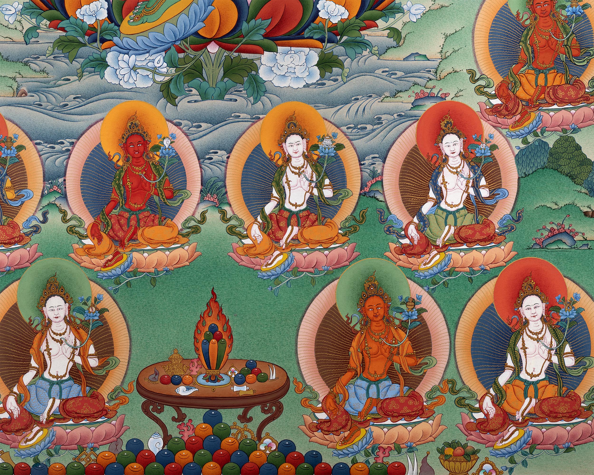 21 Tara Print | Twenty-One Tara Thangka Print of the Chandragomin Tradition