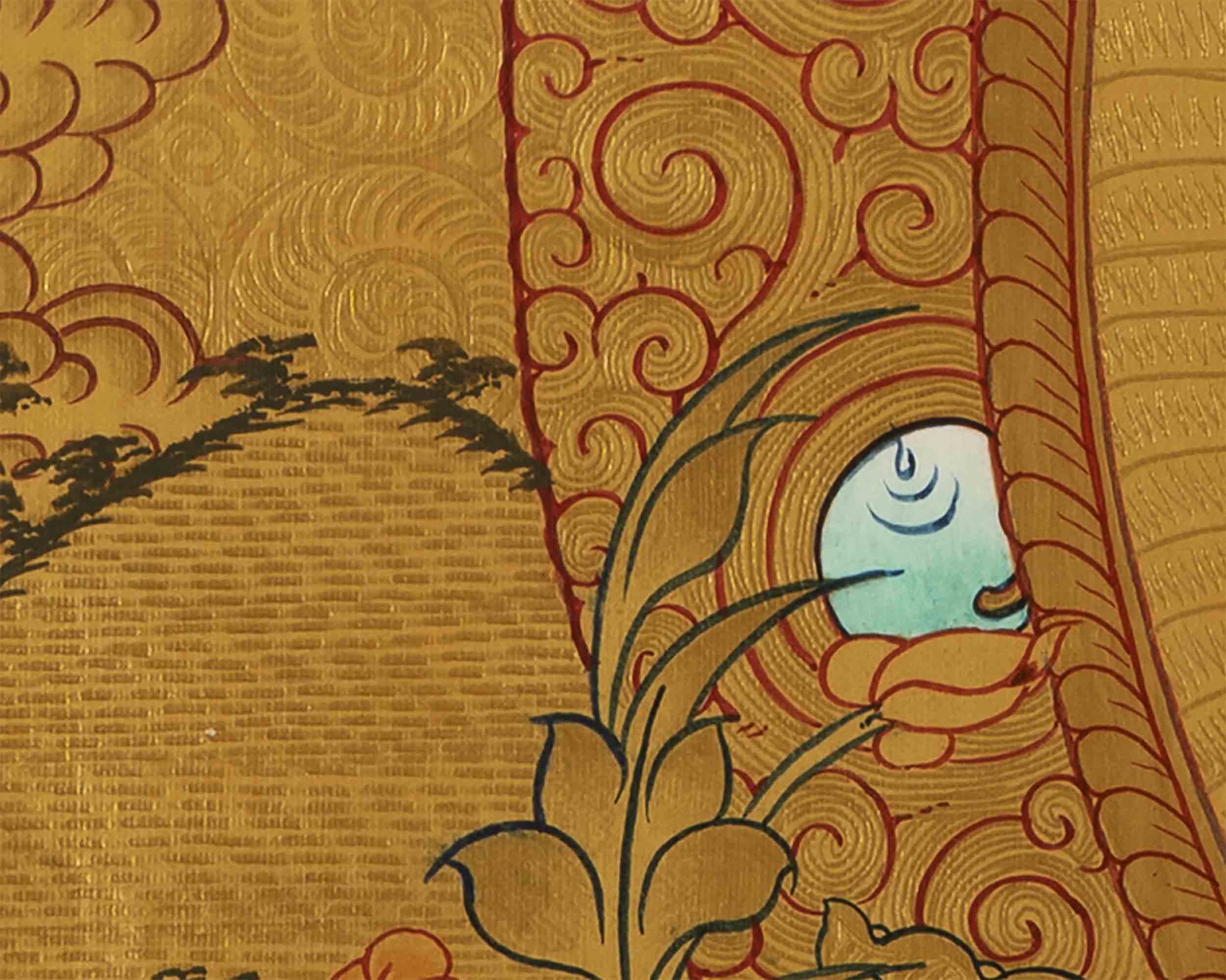 Gold Style Manjushree Thangka | Home Wall Hanging Thanka