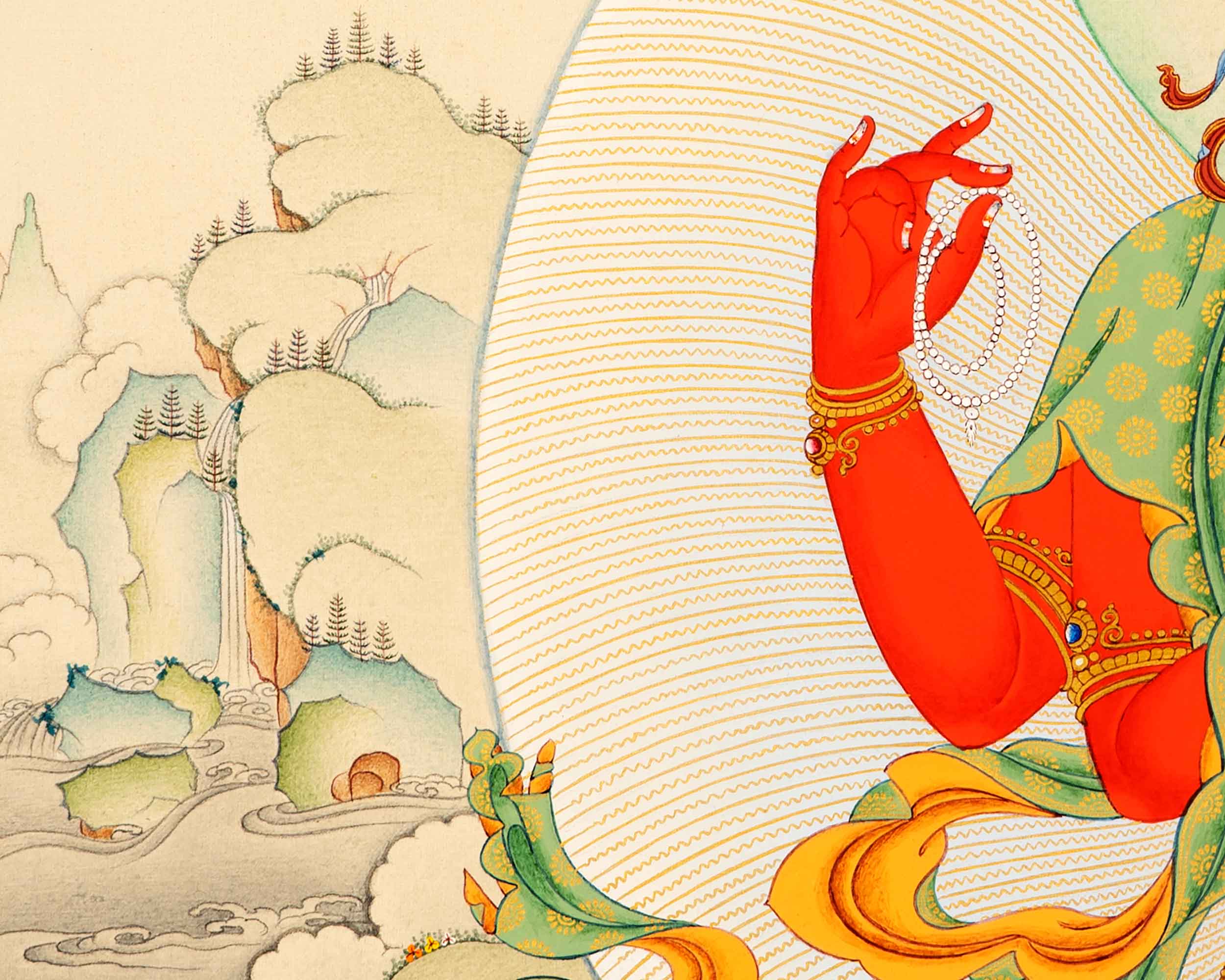 Red Chenrezig With Amitabha Buddha Print | Gyalwa Gyasto Thangka Print