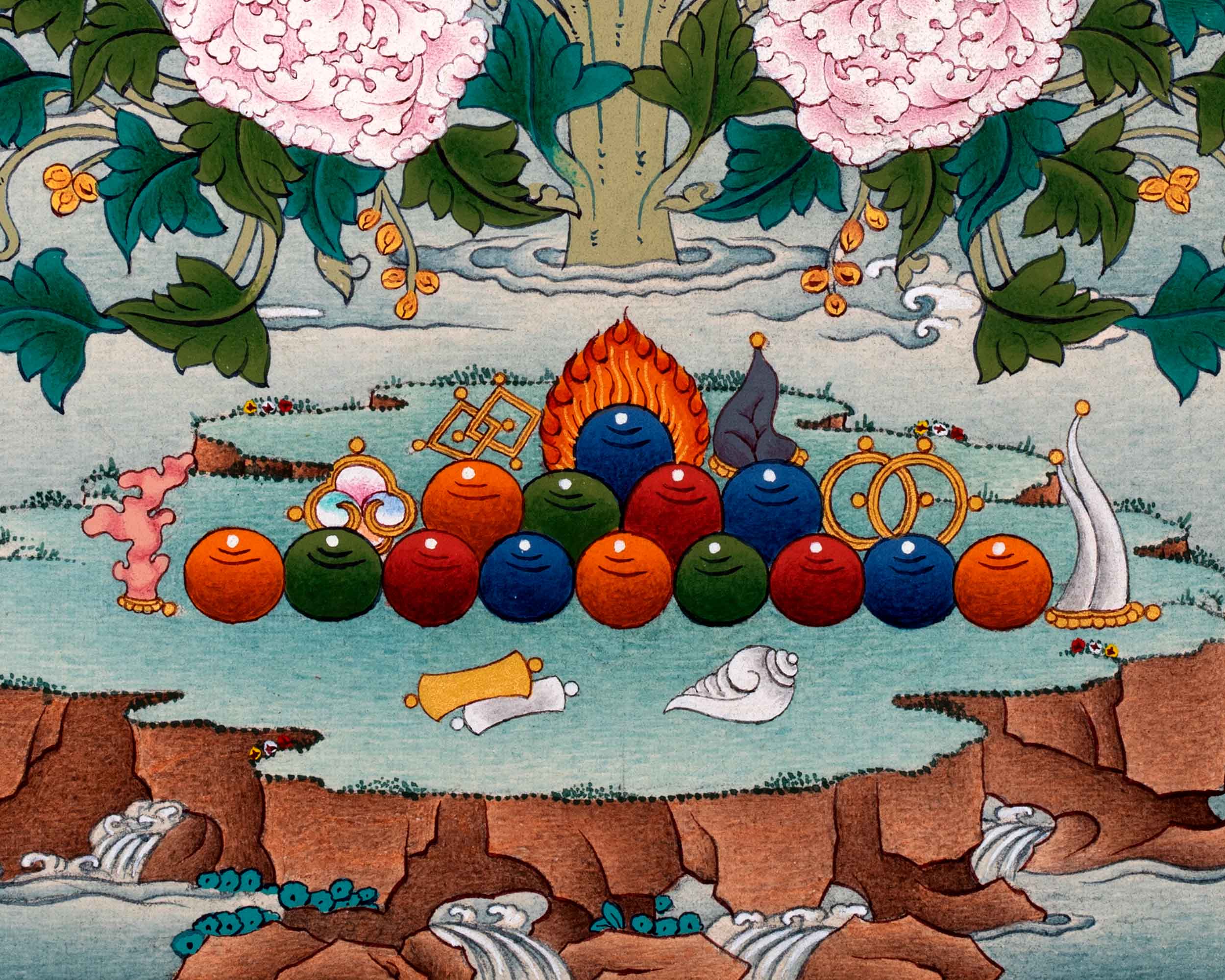 Guru Urgen Menla, Medicine Buddha Form of Guru Rinpoche Thangka