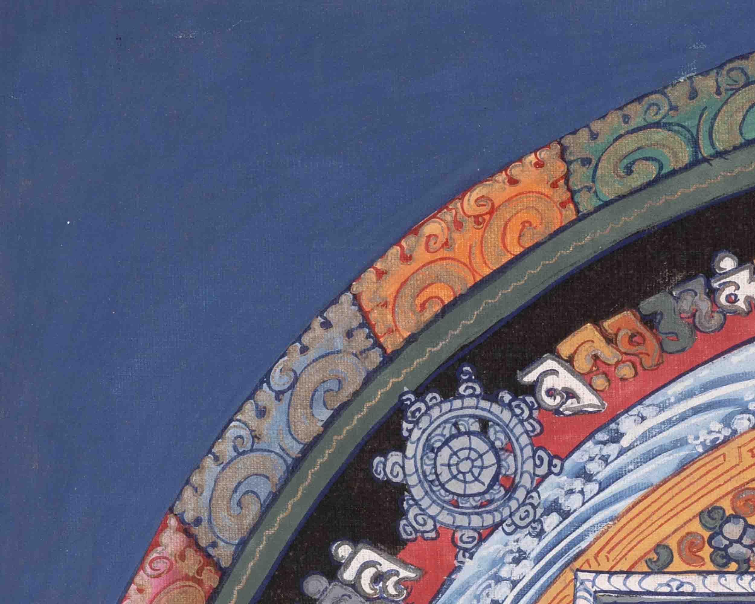 Kalachakra Mandala With Dragon Border | Religious Buddhist Thangka