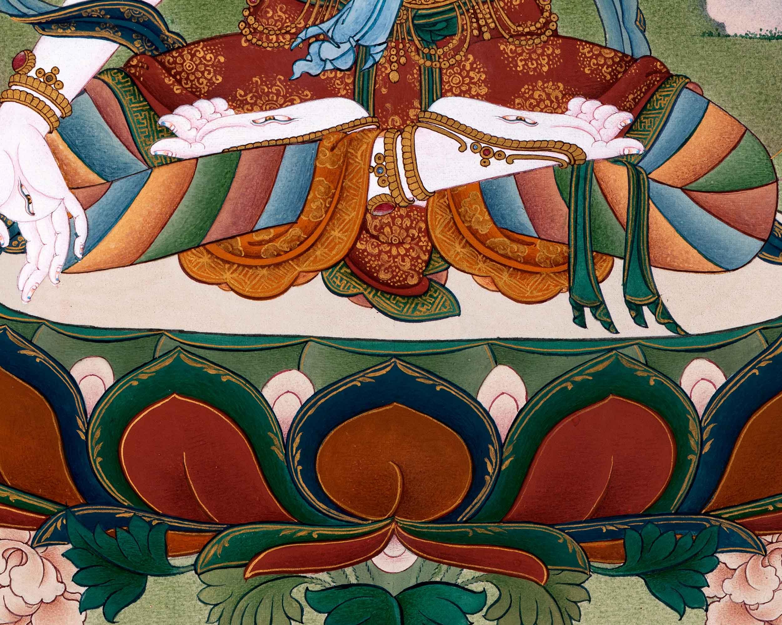 White Tara Goddess Thangka | Traditionally Hand Painted Buddhist Art