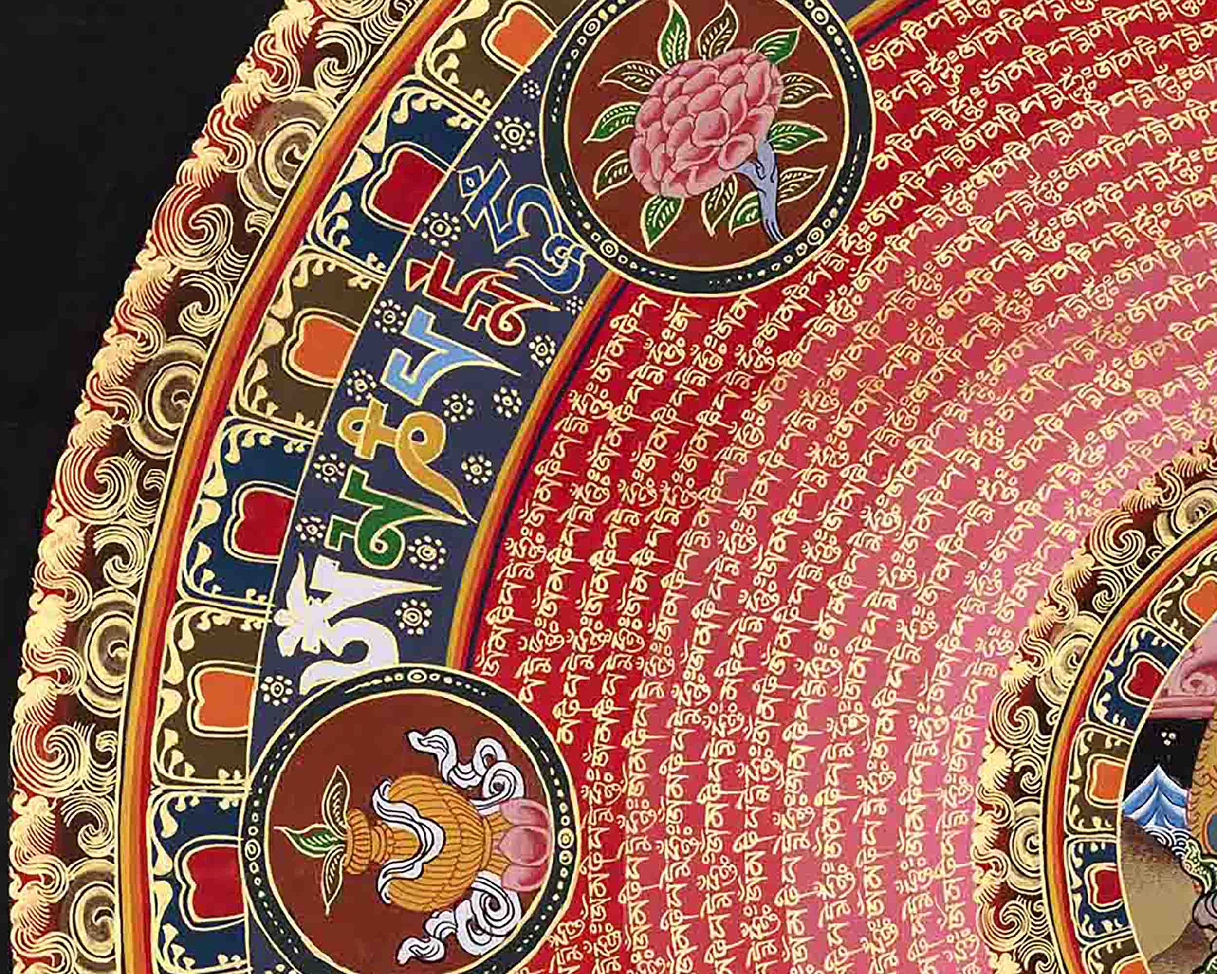 White Tara Mantra Mandala Thangka | Sacred Thangka Painting