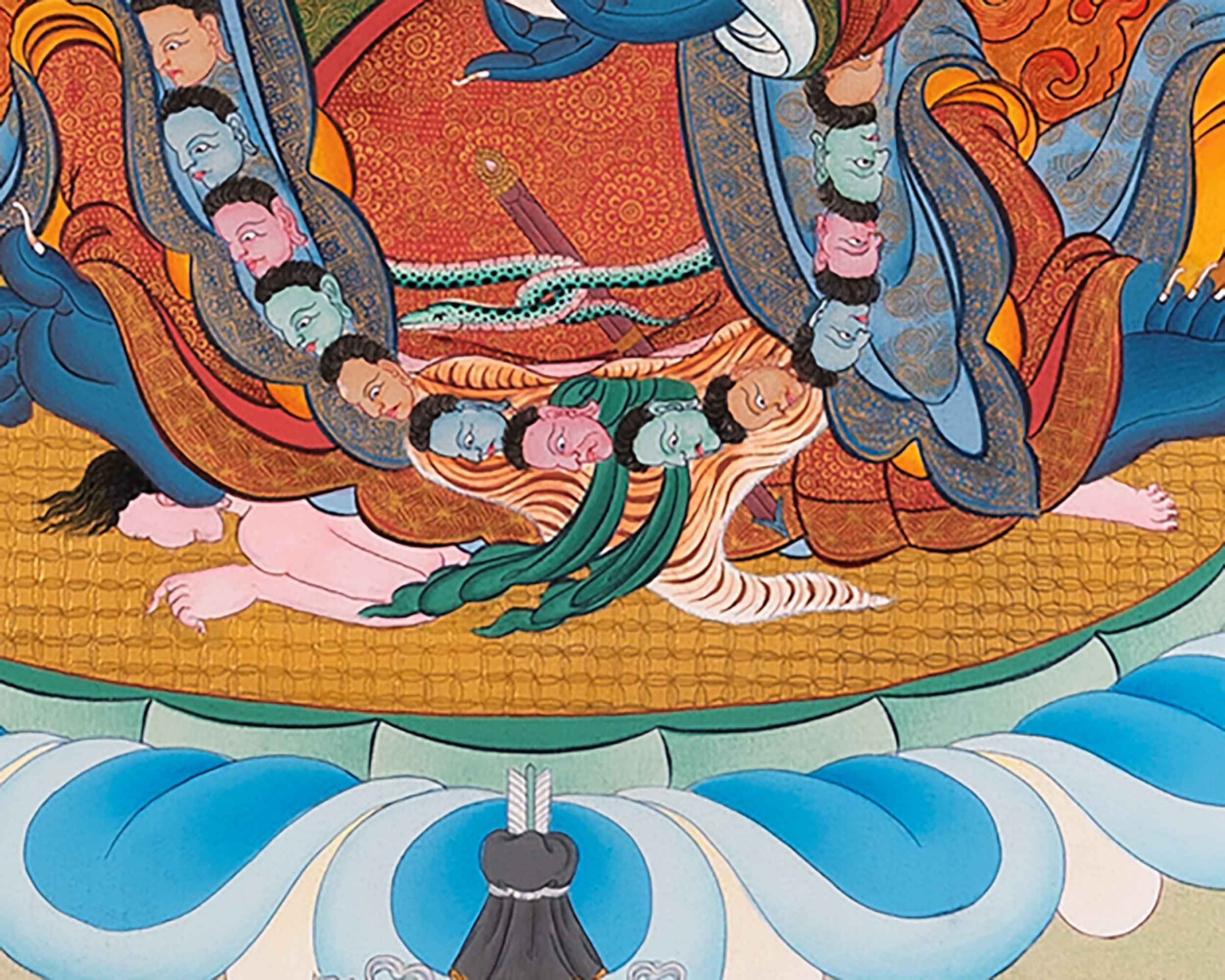 Hand Painted Mahakala Thangka Painting | Tibetan Mahakala Art For Buddhist Practice