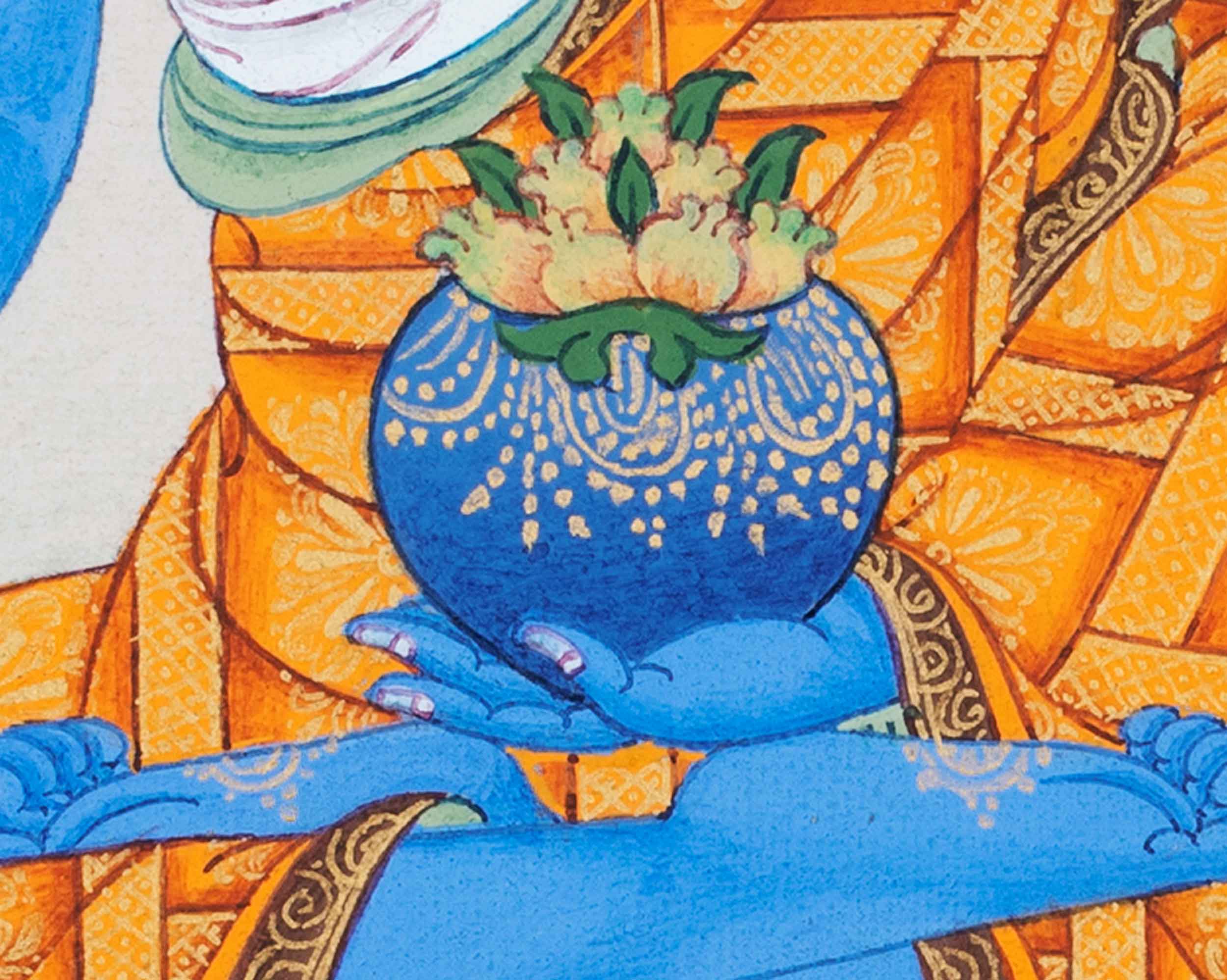 Hand-Painted Thangka For Medicine Buddha Mantra Practice | Traditional Tibetan Buddhist Art